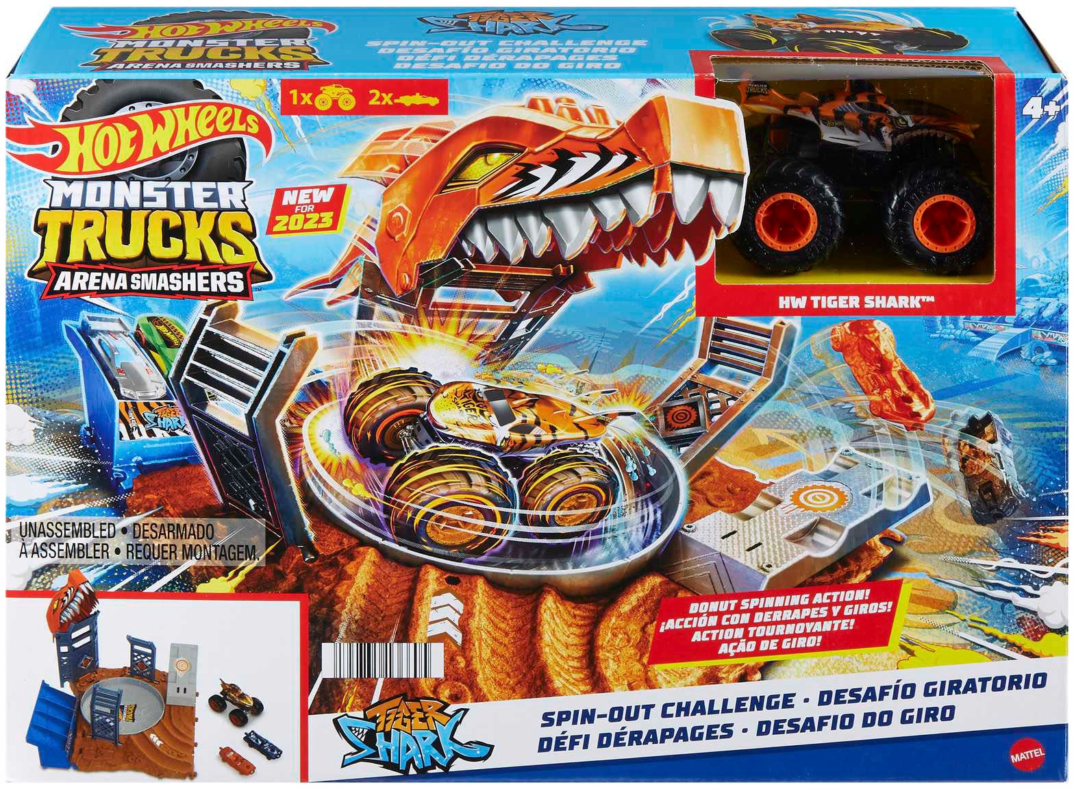 Hot Wheels Spiel-Gebäude »Semi-Finals Asst - Tiger Shark's Spin Out Frenzy«, Monster Trucks Arena World