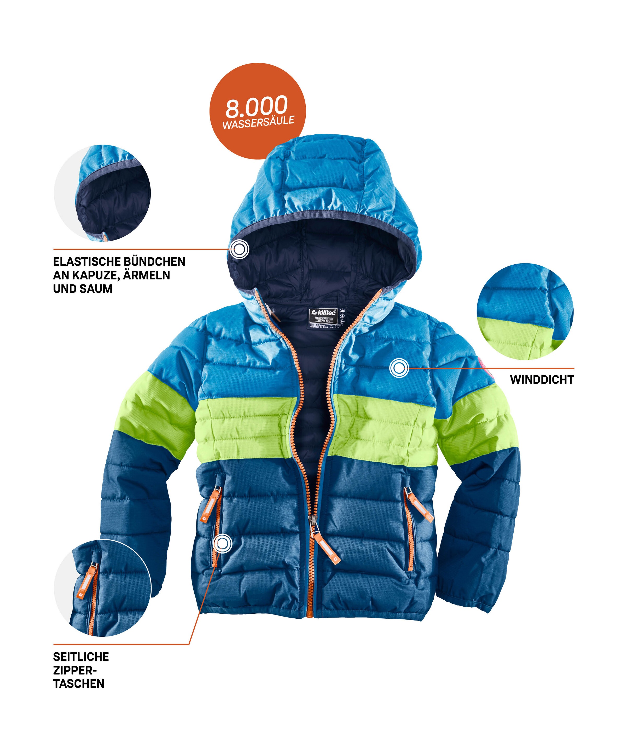 Killtec Steppjacke »Hipsy Mini« Wasser- und windabweisende Steppjacke im Colourblock-Design
