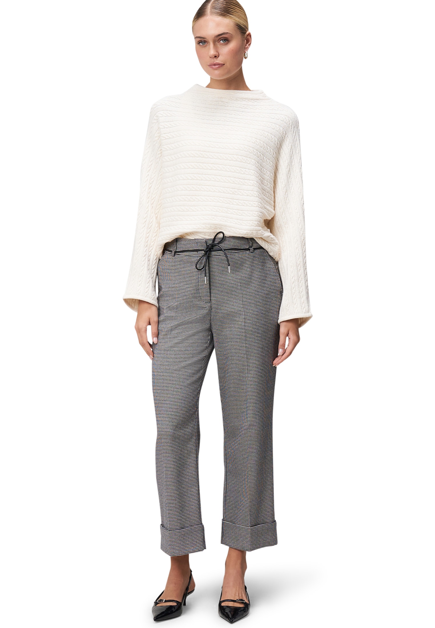 Zero Stoffhose »Hose kariert mit Umschlag«