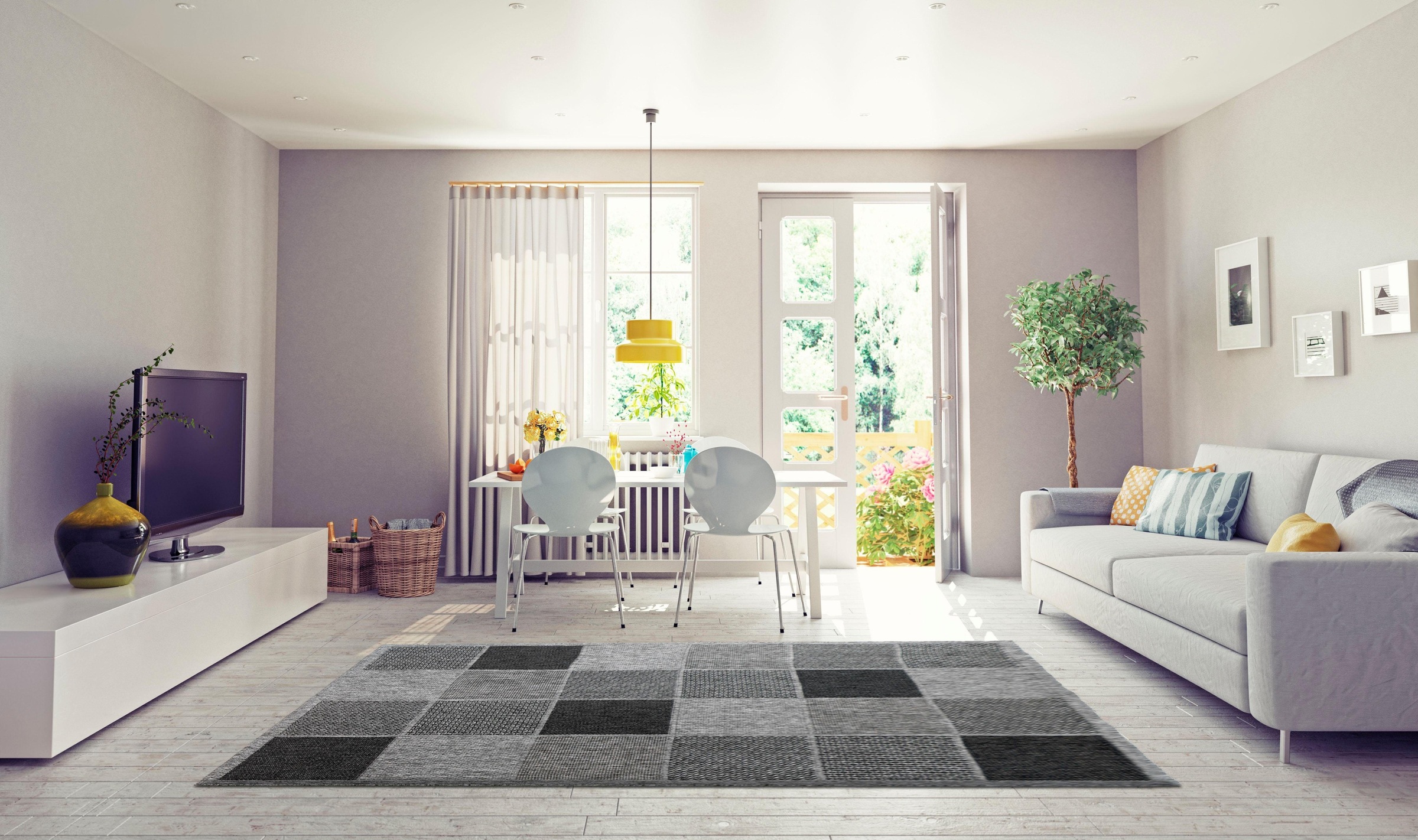 my home Teppich »Kaspar«, rechteckig, 5 mm Höhe, Innen-und Outdoor geeignet, Wohnzimmer