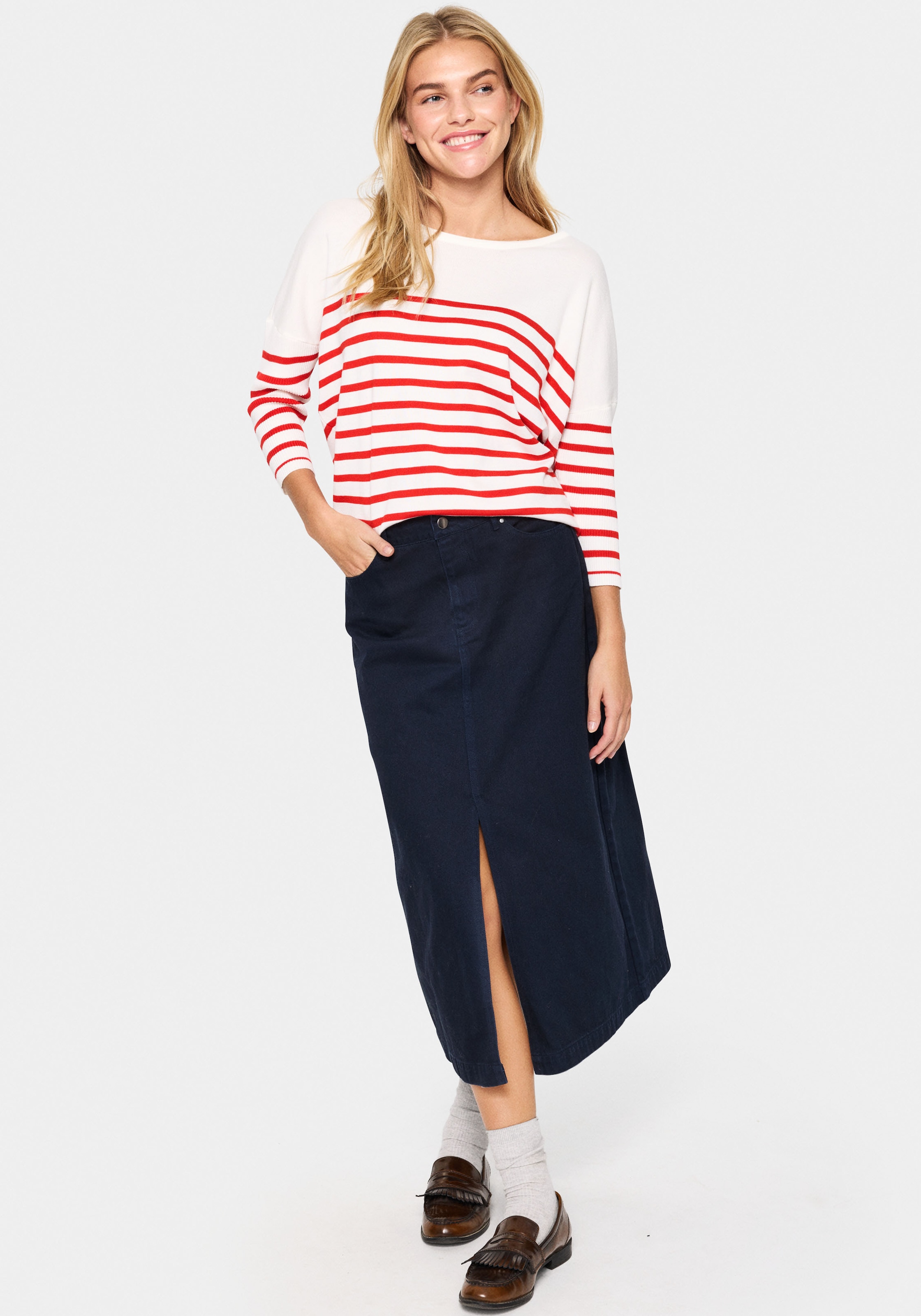 Saint Tropez Strickpullover »MilaSZ R-neck Stripe«