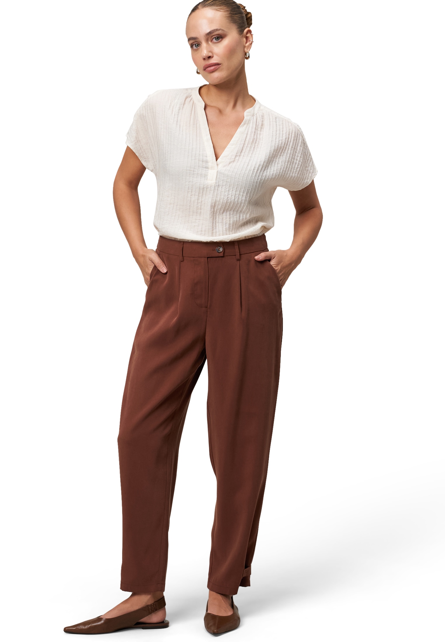 Zero Crinklebluse »Crinkle-Bluse mit V-Ausschnitt«