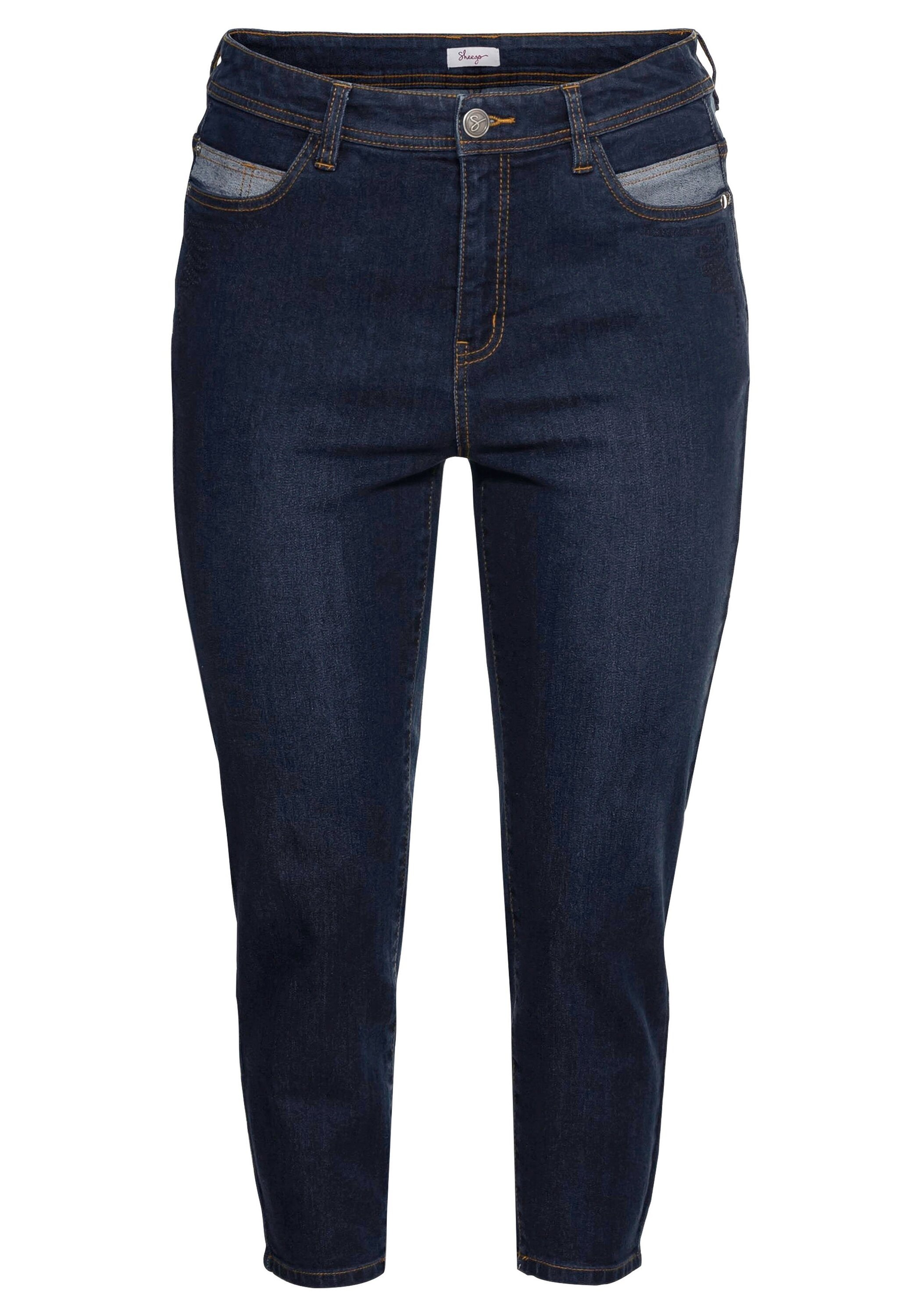 Sheego Stretch-Jeans »Jeans in 7/8-Länge, mit Stickerei vorn«