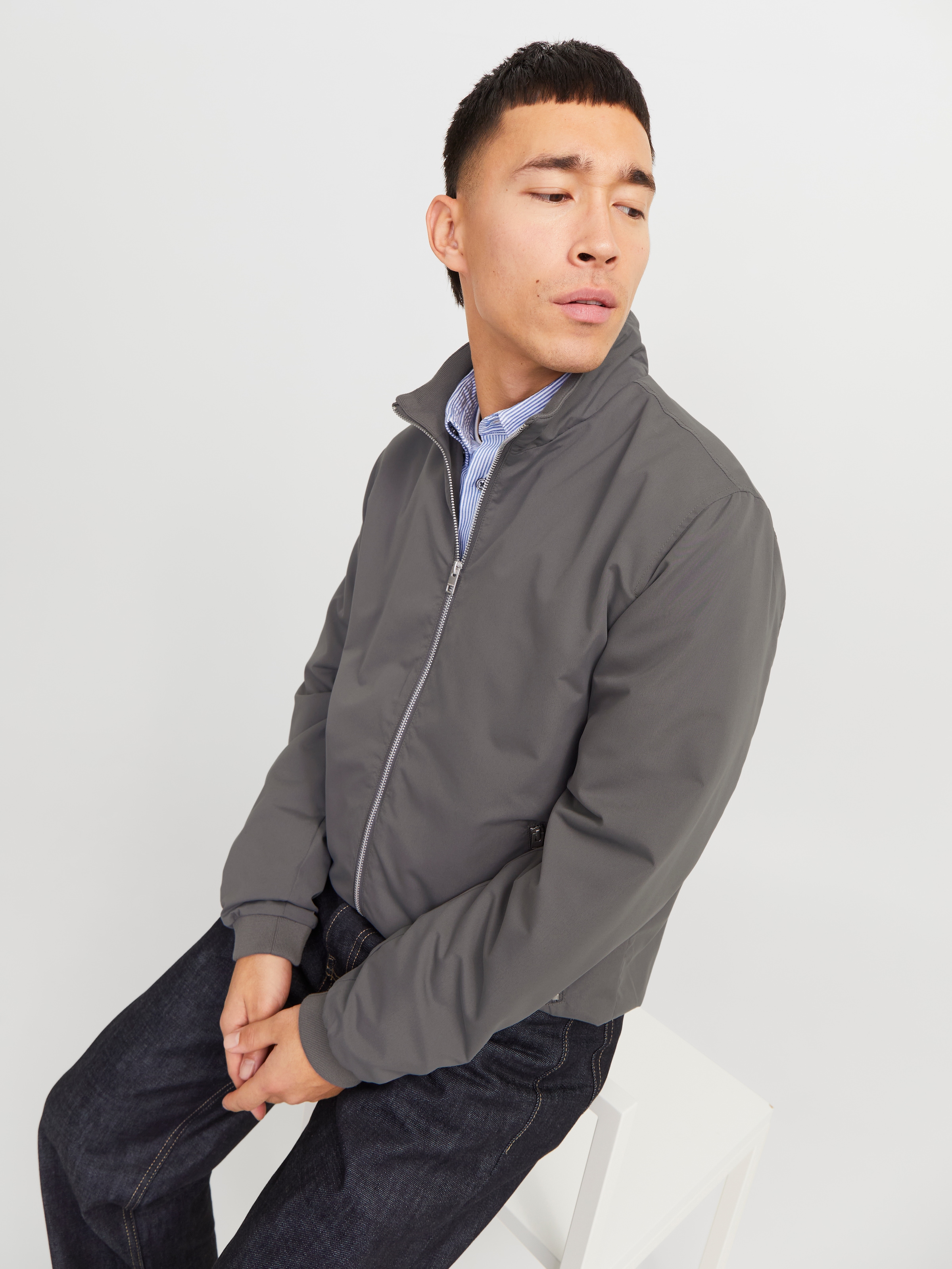 Jack & Jones Blouson »JJERUSH HARRINGTON BOMBER NOOS«, ohne Kapuze, mit Stehkragen