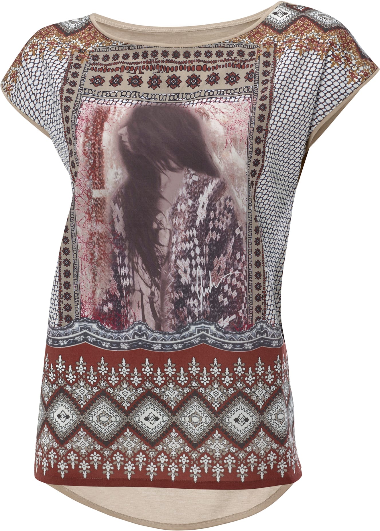 heine Rundhalsshirt »Druck-Shirt«, (1 tlg.)