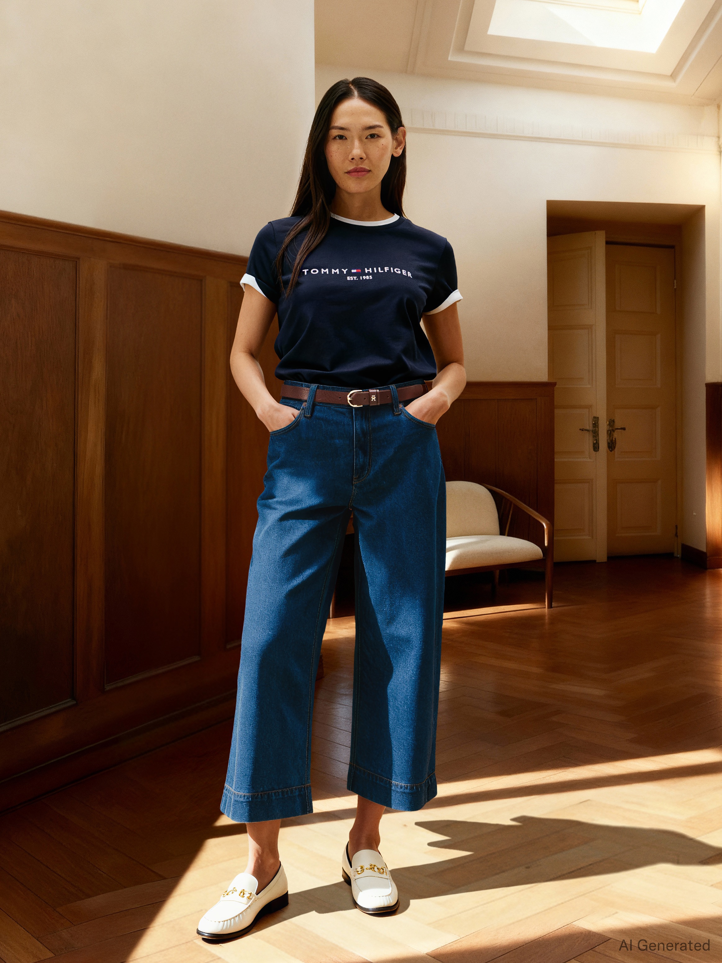 Tommy Hilfiger Rundhalsshirt »HERITAGE HILFIGER C-NK REG TEE« mit gesticktem Tommy Hilfiger Linear Logo-Schriftzug