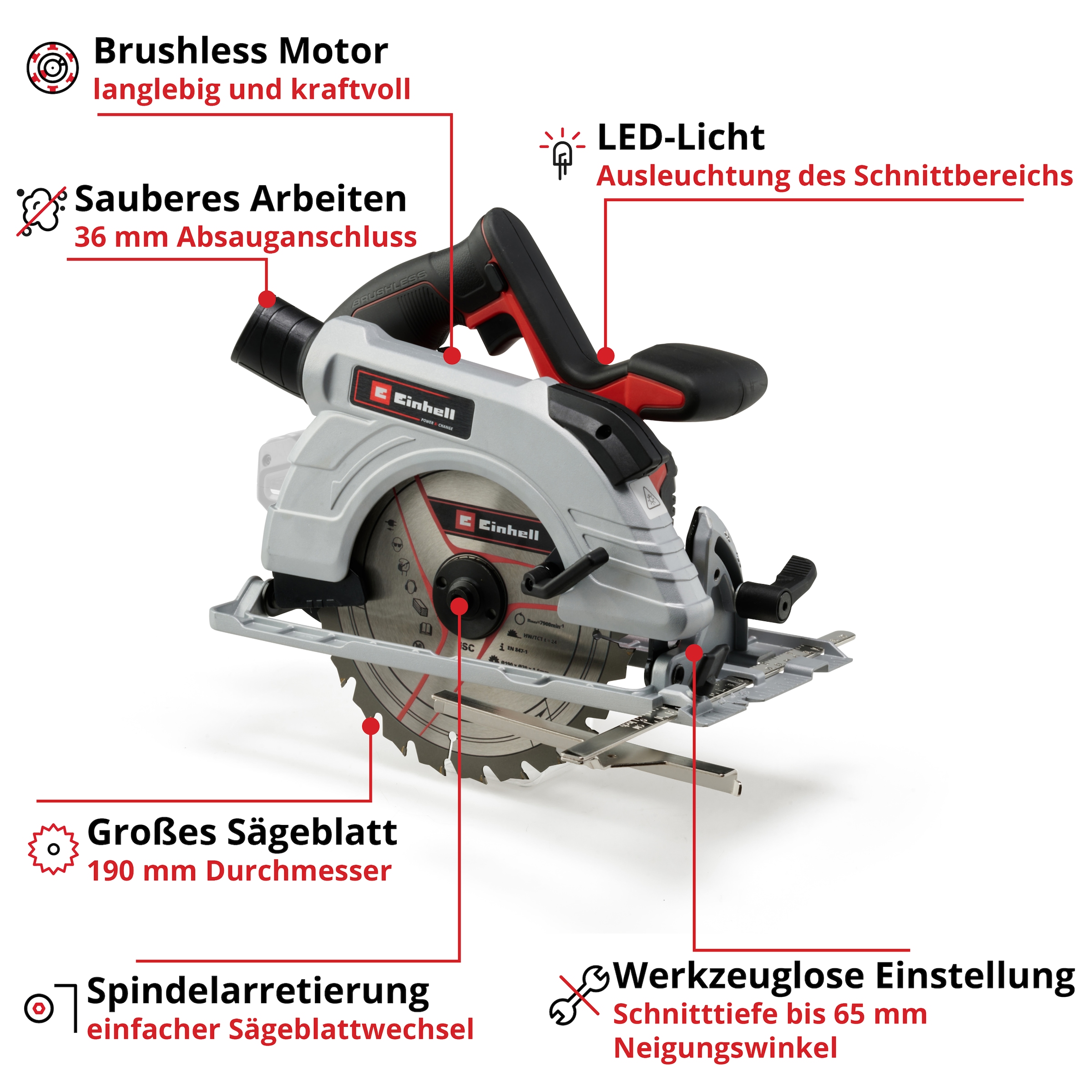 Einhell Akku-Handkreissäge »TP-CS 18/190 Li BL-Solo«