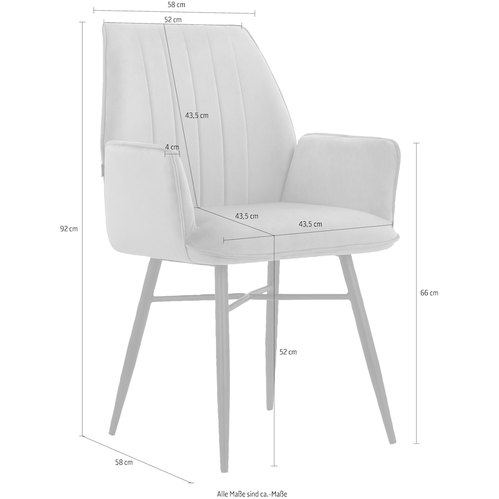 Leonique Esszimmerstuhl »Hrodwyn«, 2 St., Microfaser, Sitz gepolstert, mit horizontale Nähten am Rücken, Sitzhöhe 52 cm