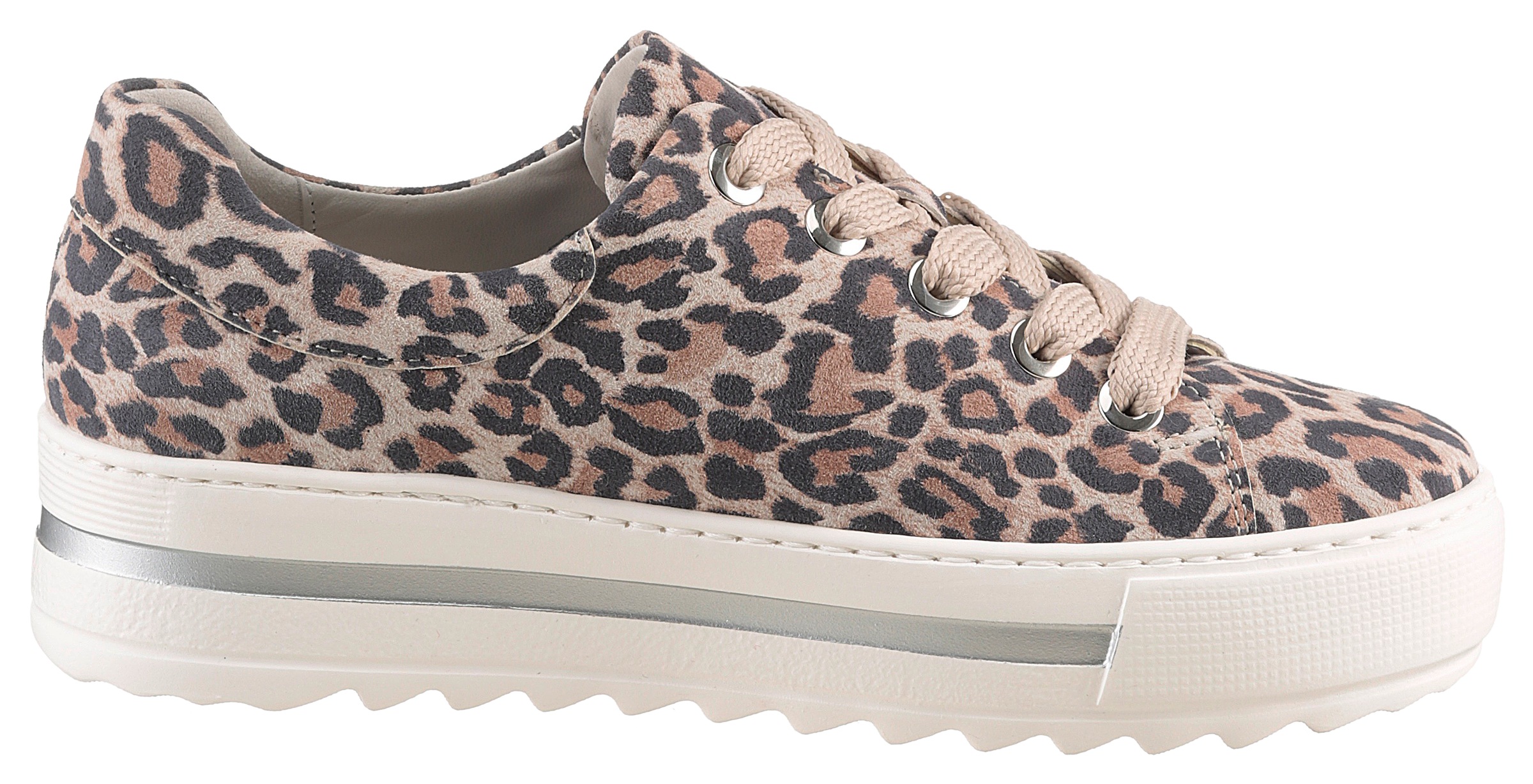 Gabor Plateausneaker »FLORENZ«, Freizeitschuh, Halbschuh, Schnürer, modischer Leo-Look, Weite G