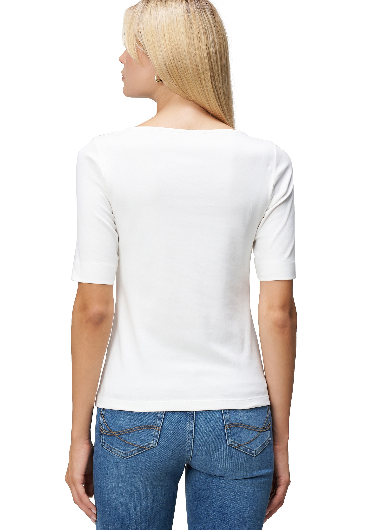 Zero T-Shirt »Baumwollshirt mit U-Boot Ausschnitt«