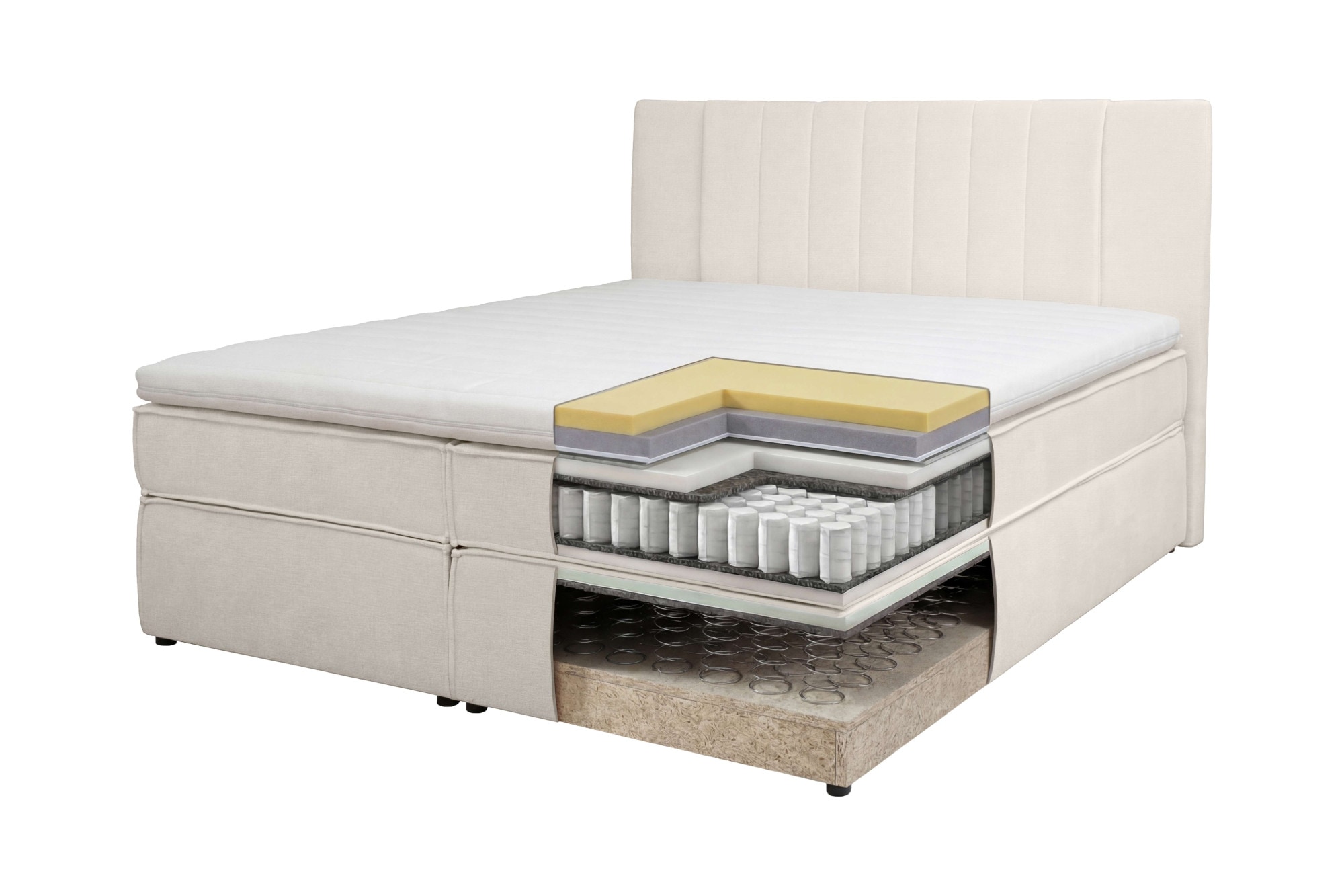 Home affaire Boxspringbett »Bellissimo, Doppelbett, Polsterbett, Federkernbett, Komforbett« inkl. 9cm Topper, 5-Zonen-Taschen-Federkernmatratze, Härtegrad 3