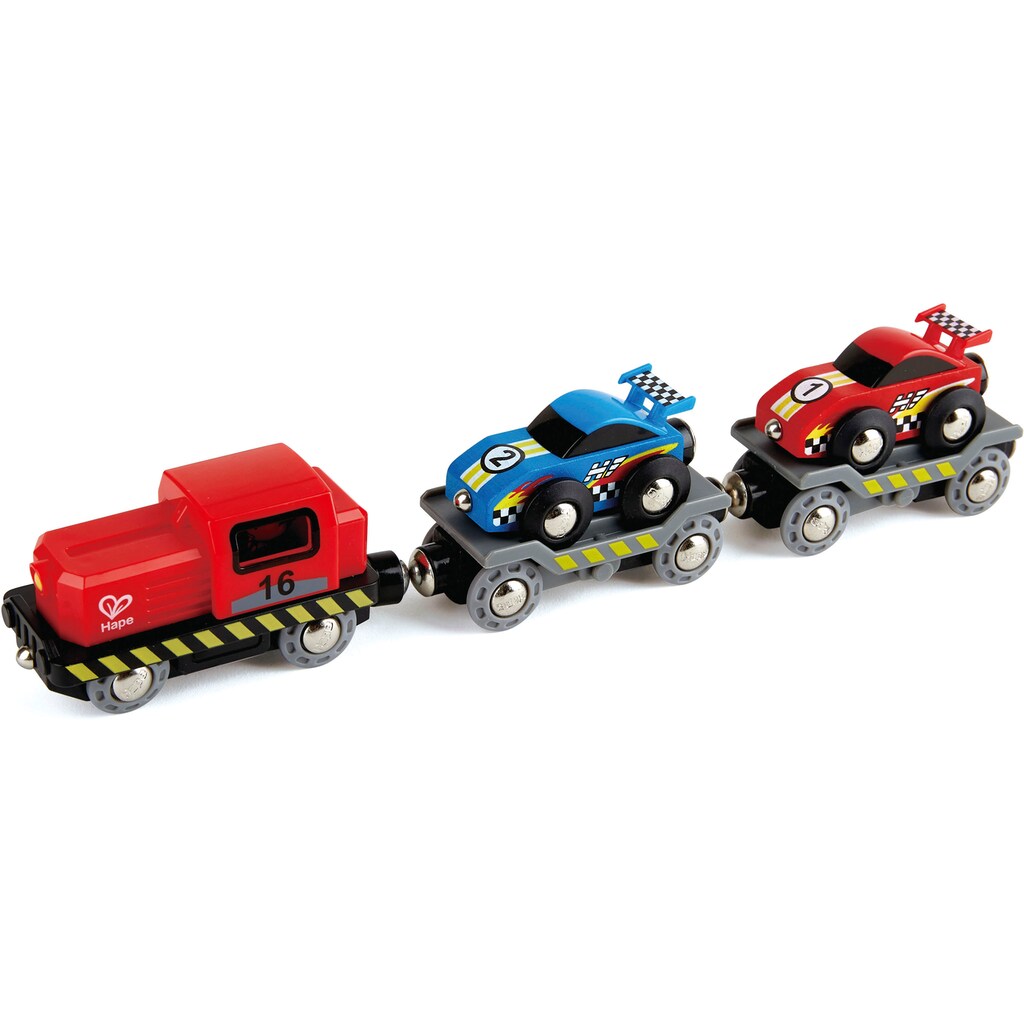 Hape Spielzeug-Eisenbahn »Rennwagen-Transporter«