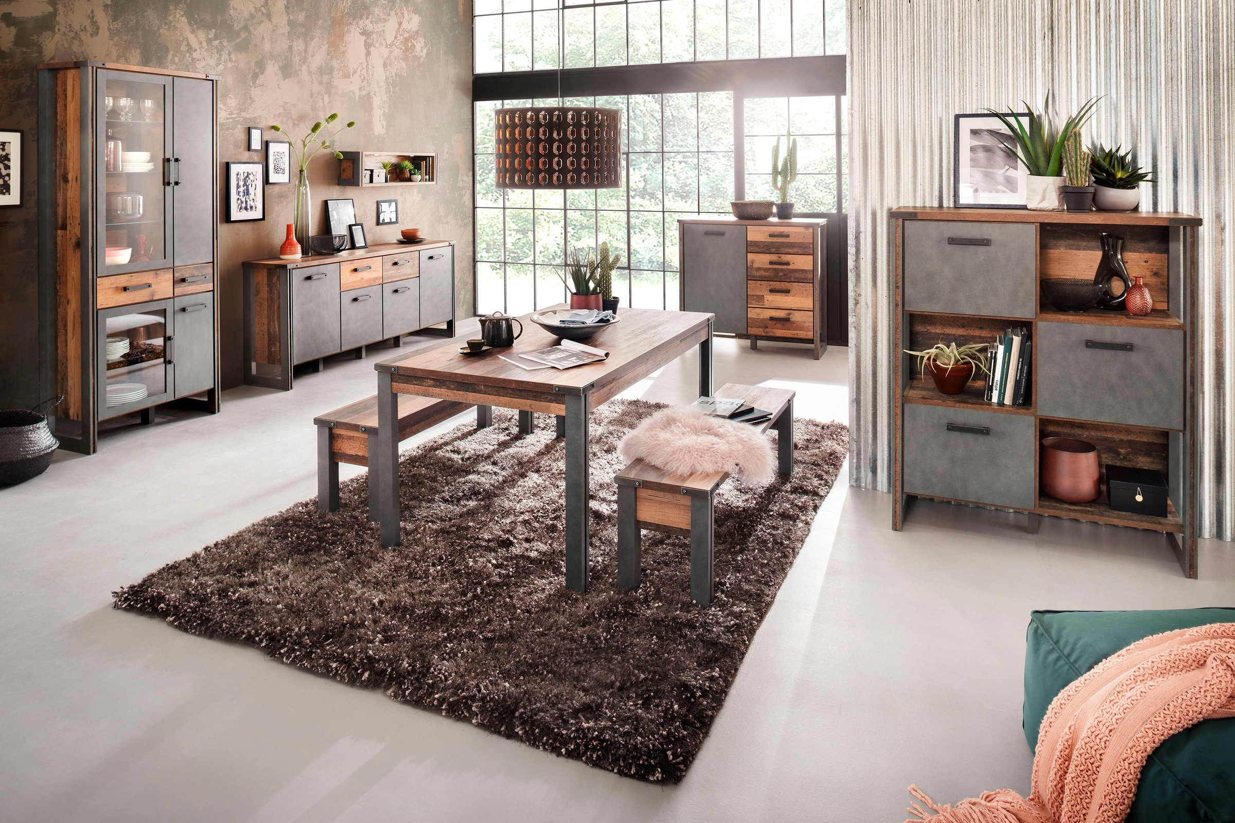 Home affaire Regal »Bristol«, Standregal im Industrial Style mit 3 offenen und geschlossenen Fächern
