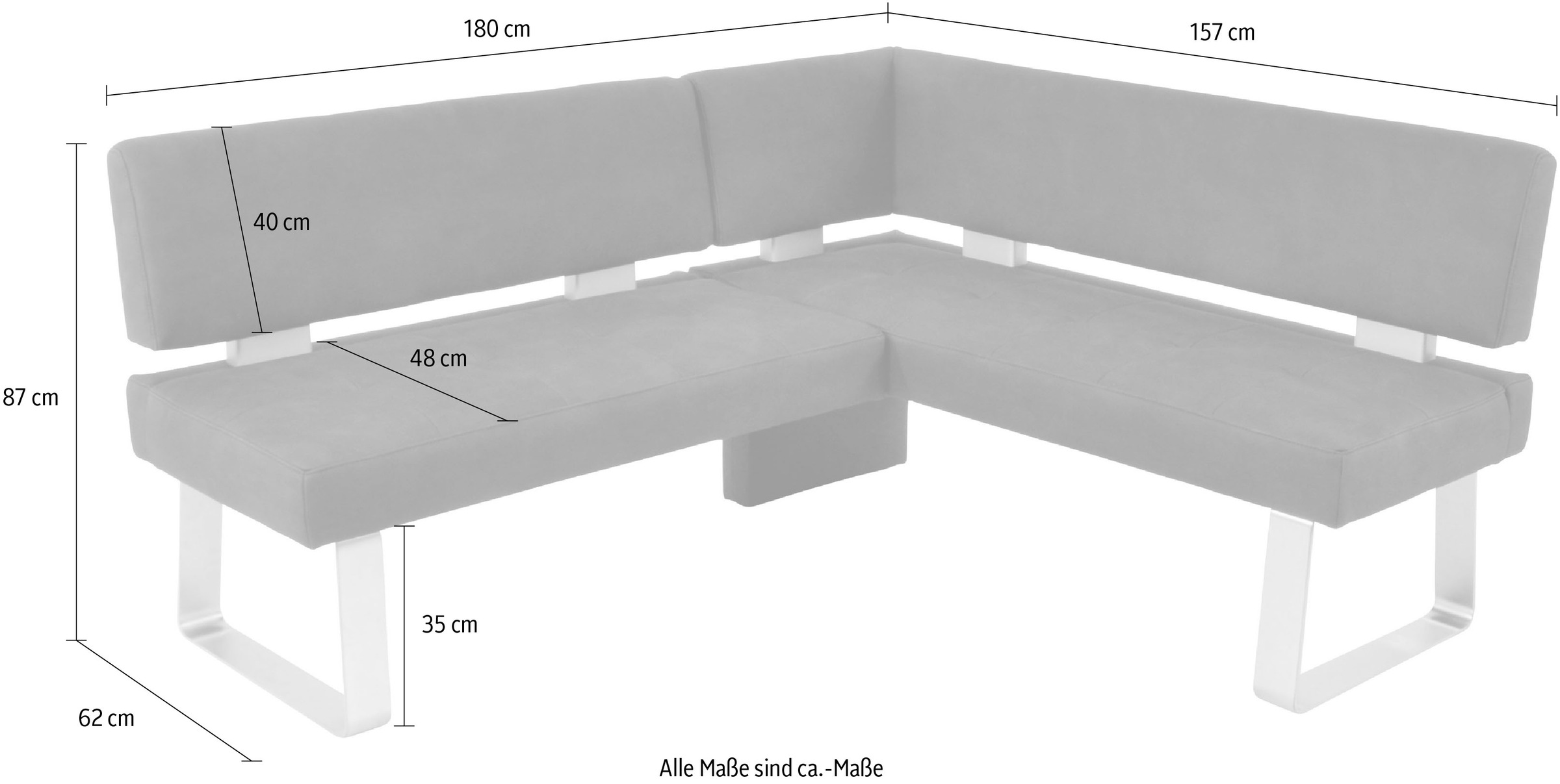 K+W Komfort & Wohnen Eckbank »Santos II«, gepolstert, Eckbank, wahlweise langer Schenkel 180cm rechts oder links
