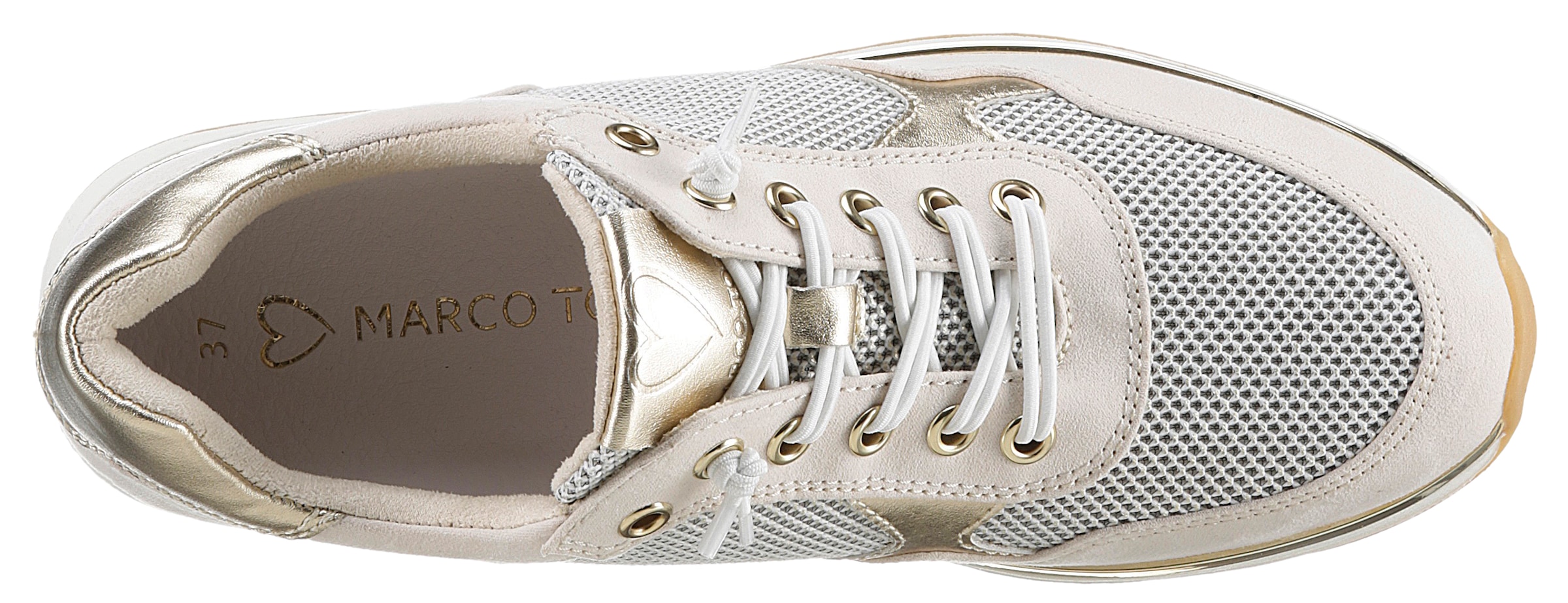 MARCO TOZZI Slip-On Sneaker, Keilsneaker, Schnürschuh, Slipper mit glänzenden Details