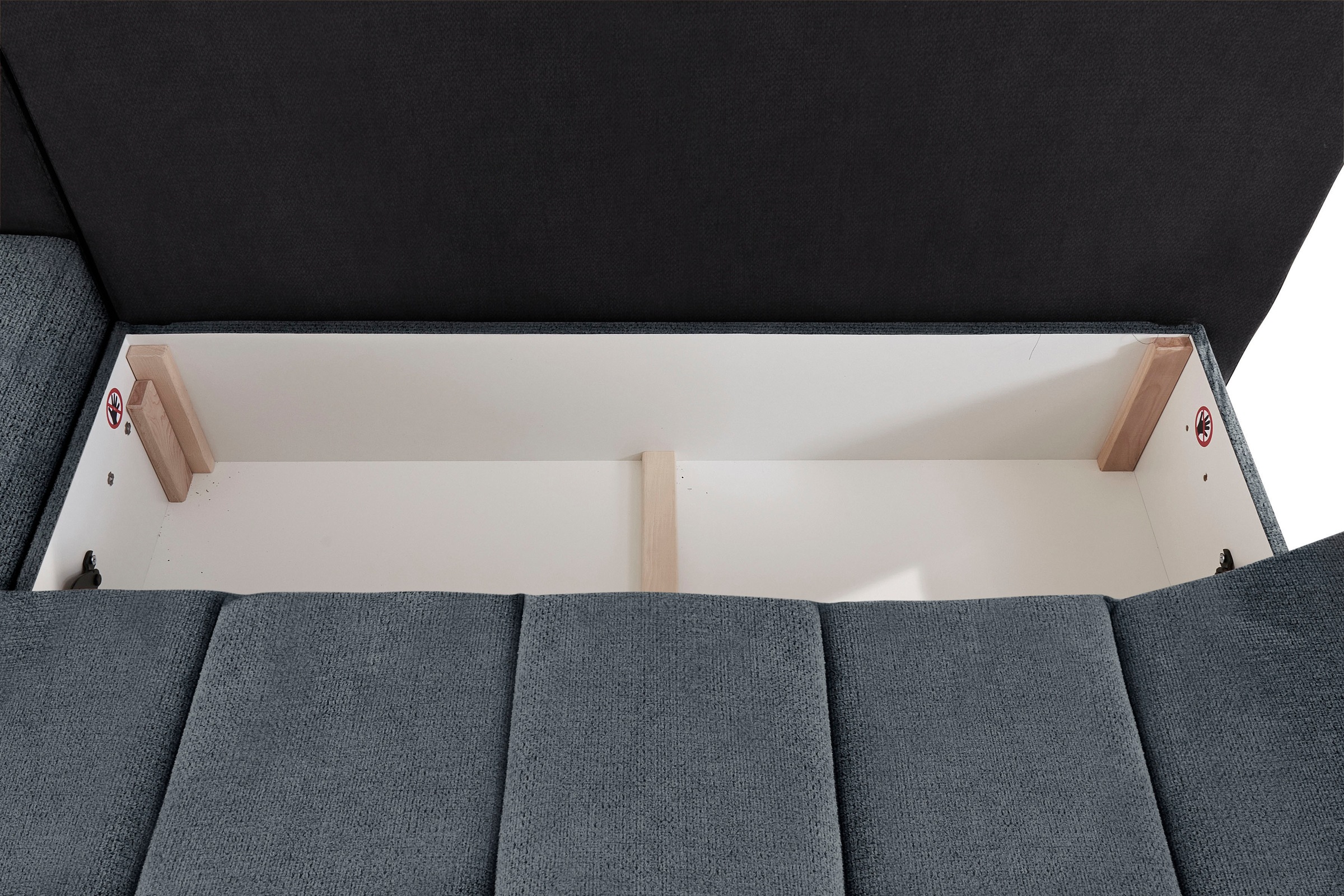 INOSIGN Ecksofa »Imola, elegant und modern, aktuelle Steppung im Sitz, bequem, L-Form«, frei im Raum stellbar, wahlweise mit Bettfunktion und Bettkasten
