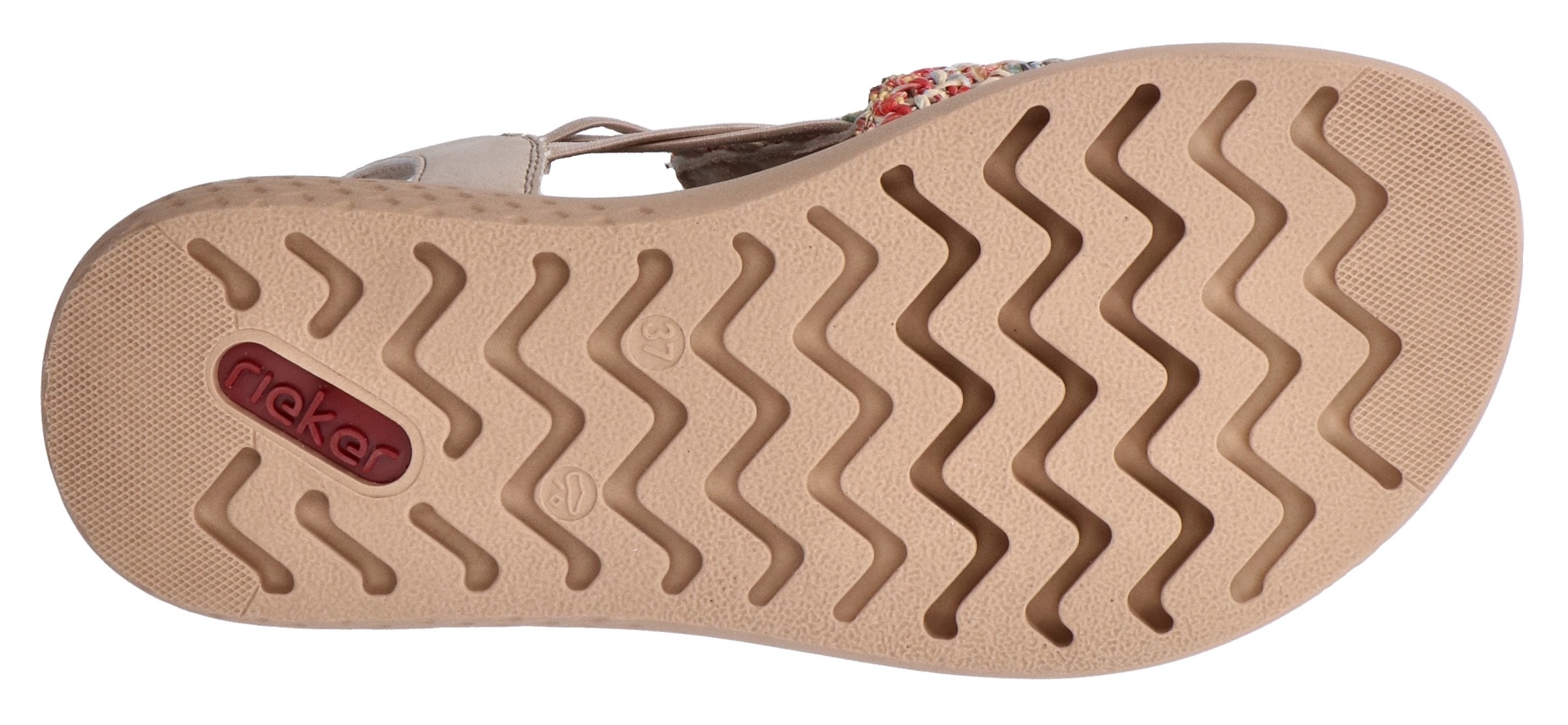 Rieker Plateausandale, Sommerschuh, Schlupfschuh, Urlaubschuh mit seitlichen Gummizügen
