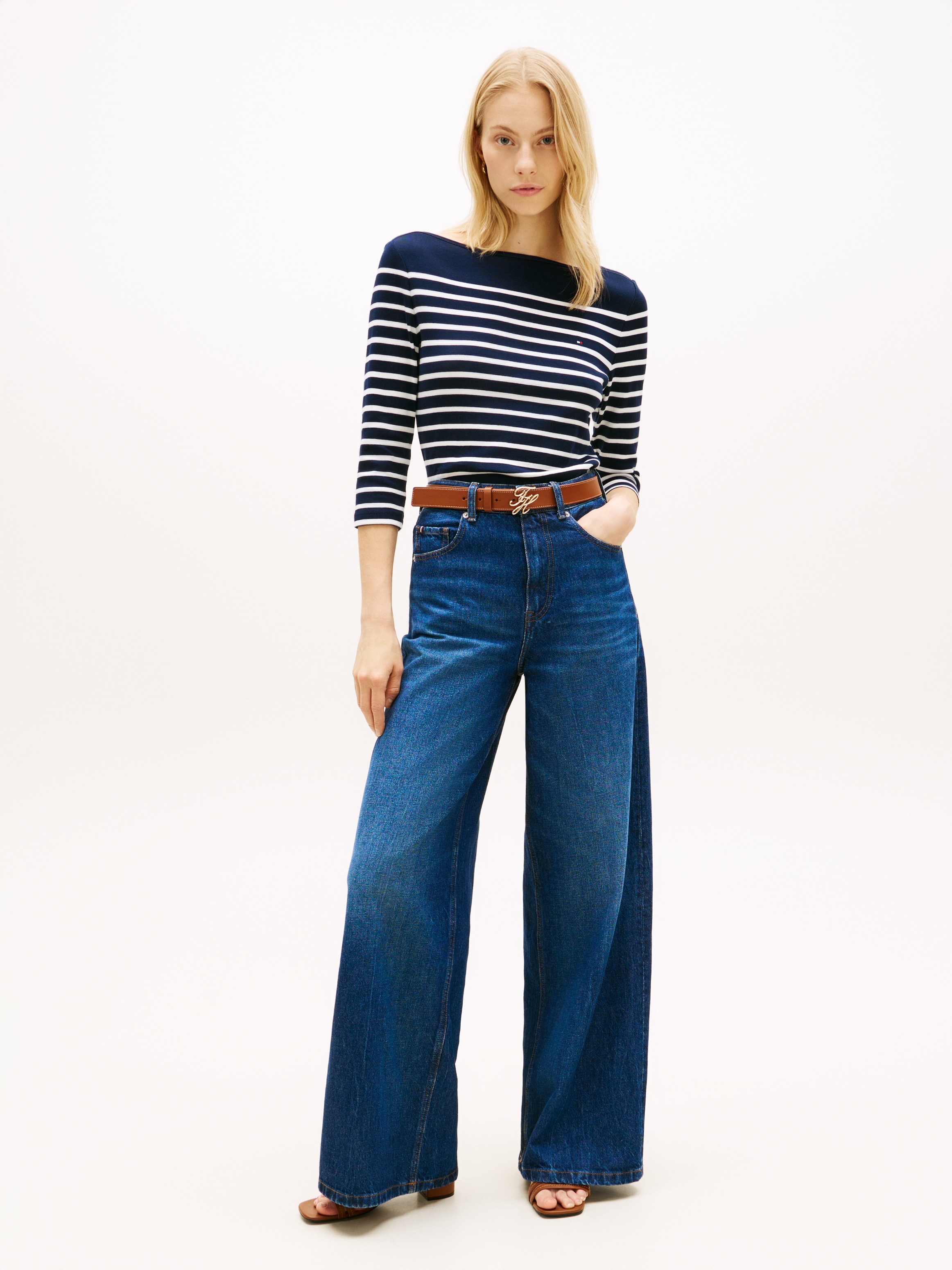 Tommy Hilfiger 3/4-Arm-Shirt »NEW CODY SLIM BOAT-NECK« mit Logostickerei