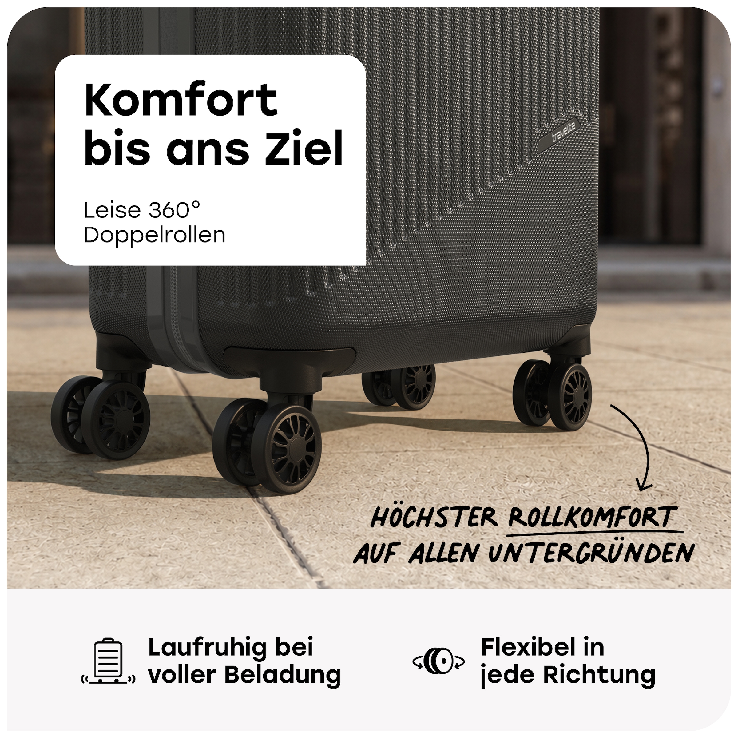 travelite Hartschalen-Trolley »BALI Reisekoffer Hartschale« 34 l 4 Rollen TSA-Schloss – robustes Reisegepäck