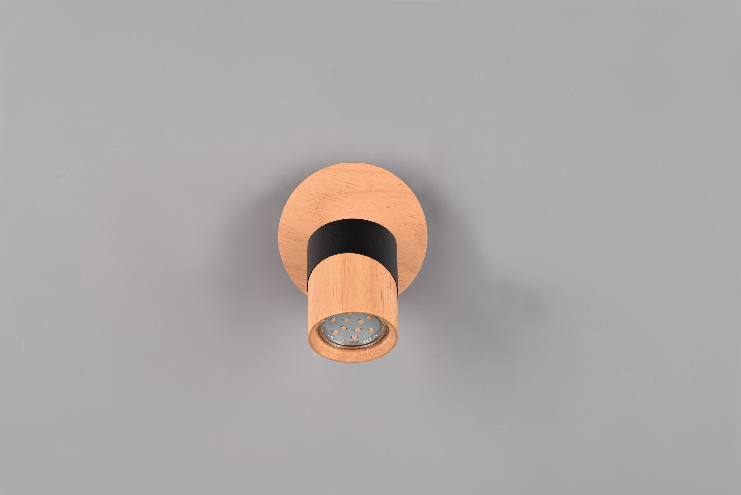 TRIO Leuchten Deckenstrahler »ARUNI, Spot 1-flammig Wandspot Deckenspot exkl 1x GU10 max 10W«, 1 flammig, Leuchtmittel GU10 | Leuchtmittel wechselbar, Wandstrahler mit ON/OFF-Schalter Materialmix Holz / Metall verstellbar