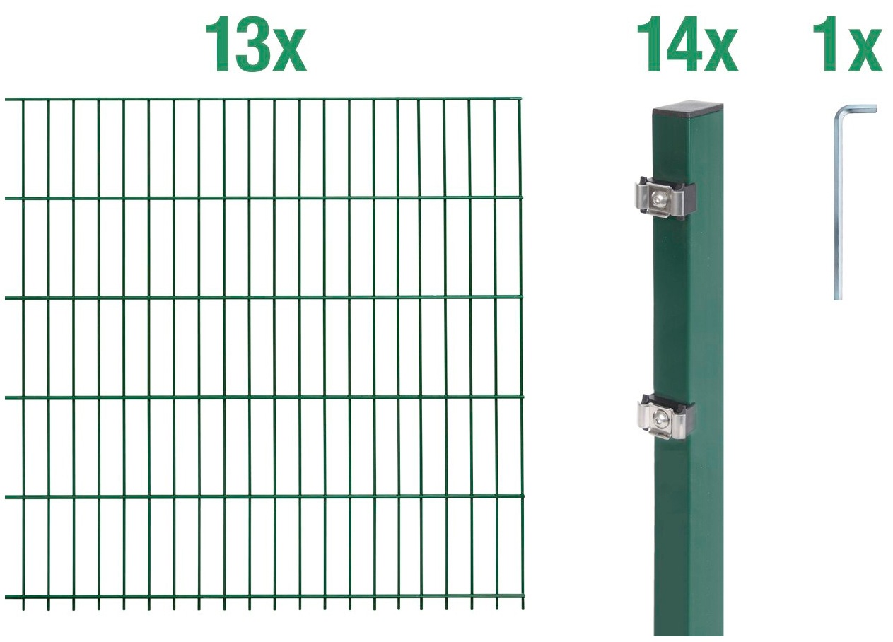 Alberts Doppelstabmattenzaun, (Set), 160 cm hoch, 13 Matten für 26 m, 14 Pfosten