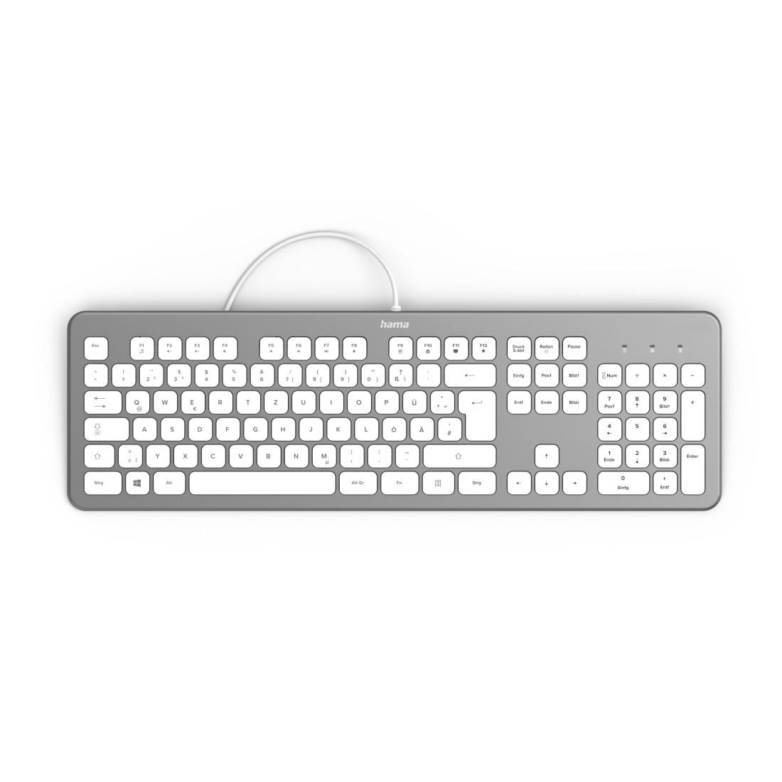 Hama PC-Tastatur »Tastatur "KC-700", kabelgebunden, PC, Notebook, Laptop Keyboard«, Abgesetzte Tasten/Leise Tasten