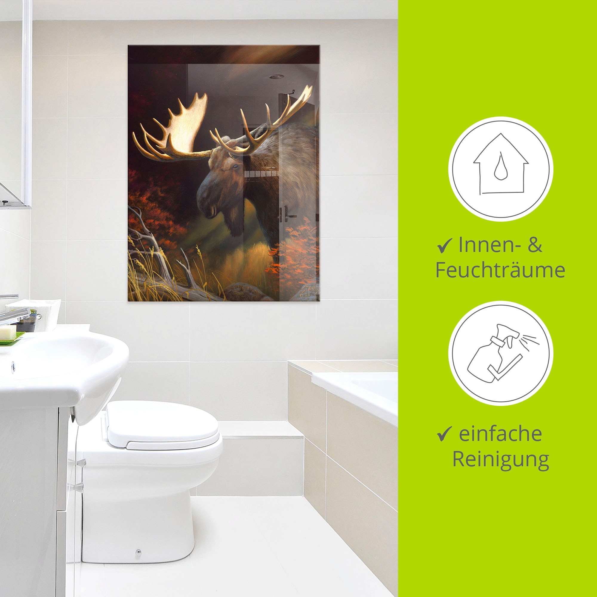 Artland Glasbild »Elch Foto«, Wildtiere, (1 St.), in verschiedenen Größen