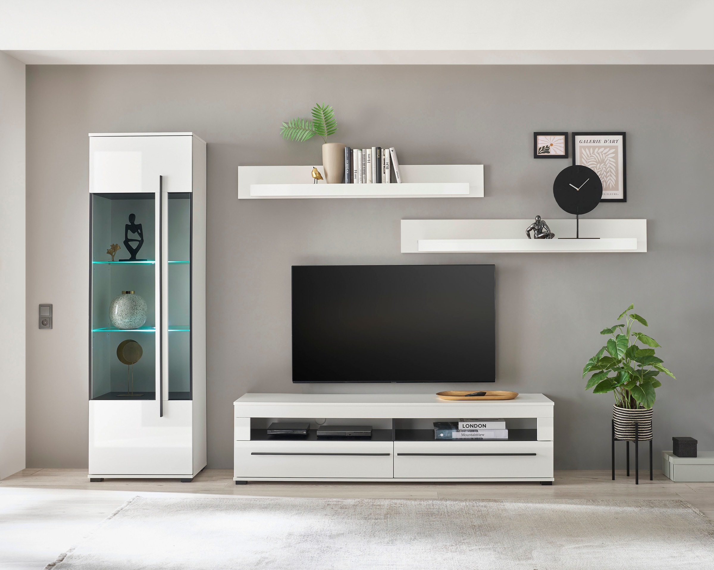 Home affaire Wohnwand »Cantara, moderne Anbauwand, Wohnzimmer-Set, in Eiche Evoke oder Weiß« Set, 