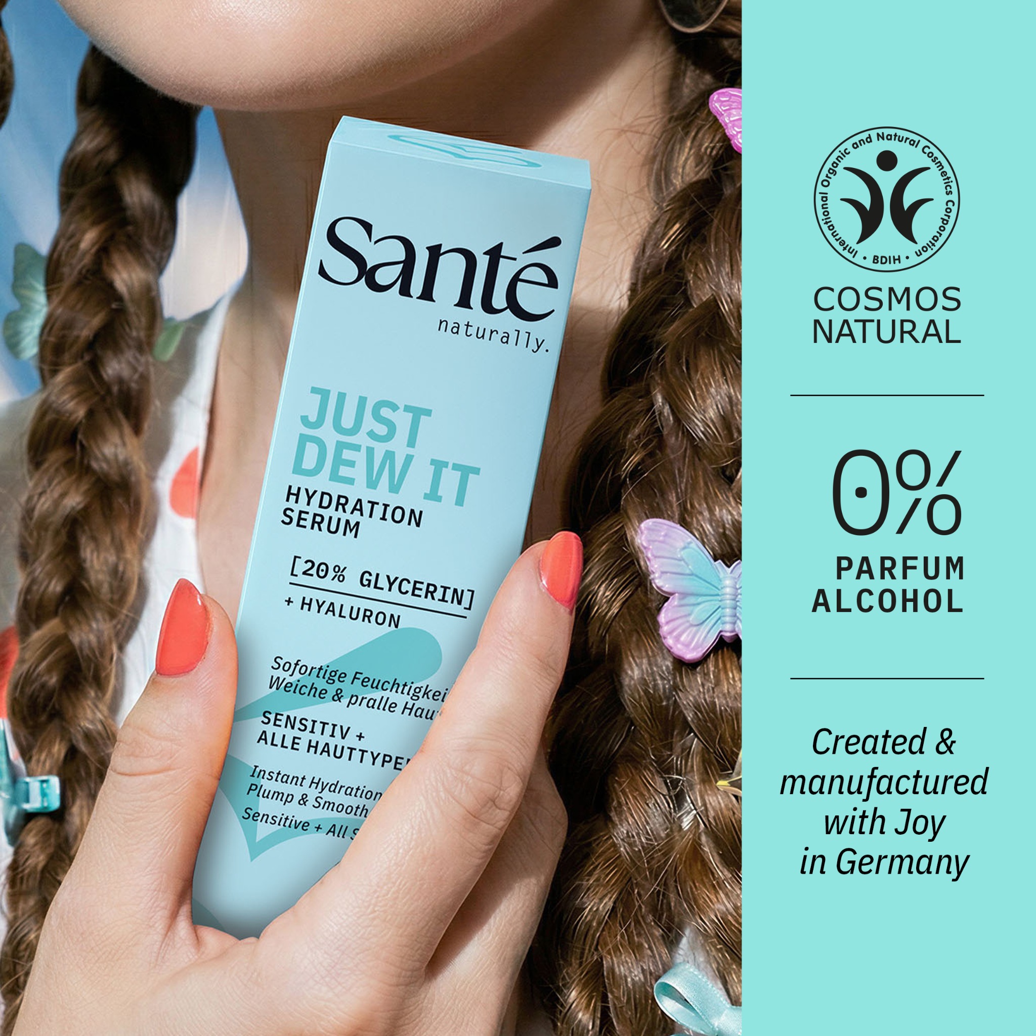 SANTE Gesichtsserum »JUST DEW IT SERUM« für alle Hauttypen, mit flüssiger Textur, vegan, frei von Alkohol