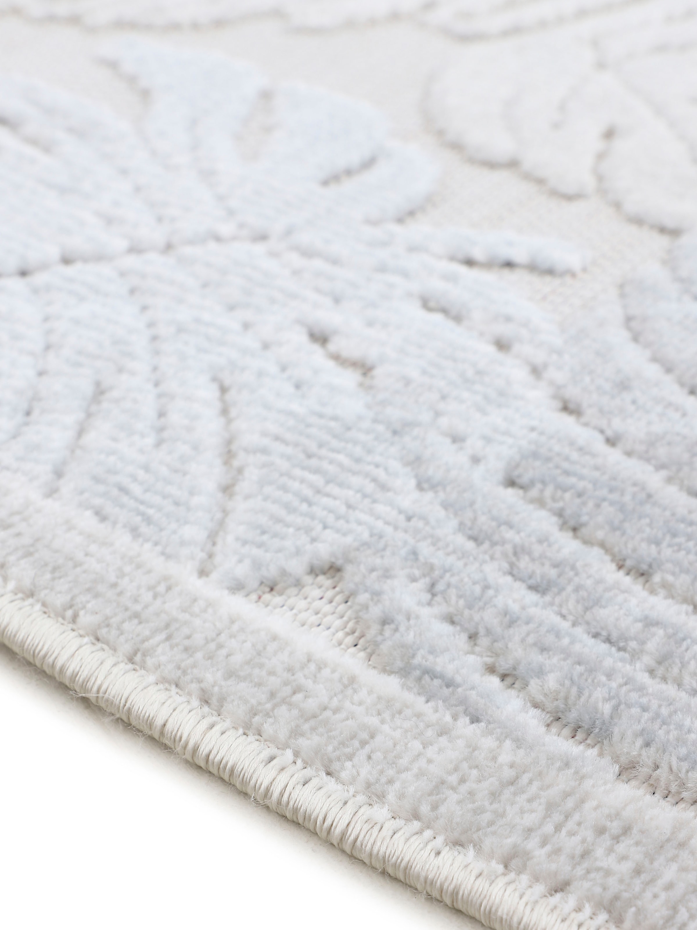 carpetfine Teppich »Deja 104«, rechteckig, 4 mm Höhe, robustes Flachgewebe, Motiv- Floral Palmenblätter, Hoch-Tief Effekt