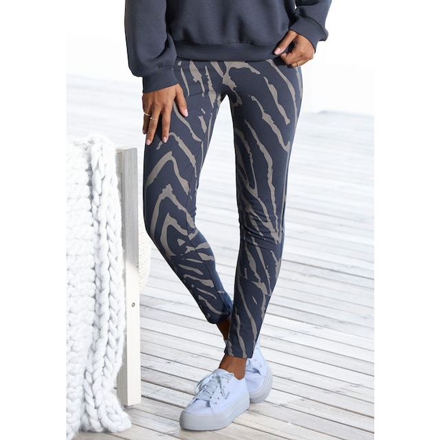 LASCANA Leggings »-Loungehose«, mit Zebramuster und breitem Bund, Loungewear  bestellen bei OTTO