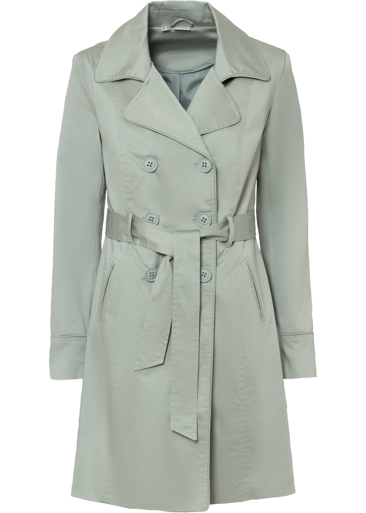 bonprix Trenchcoat mit abnehmbarem Bindegürtel, 2-Reiher