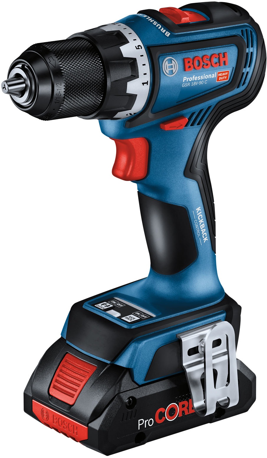 Bosch Professional Akku-Bohrschrauber »GSR 18V-90 C«, inkl. 2x 4 Ah Akku und Schnellladegerät GAL 18V-40