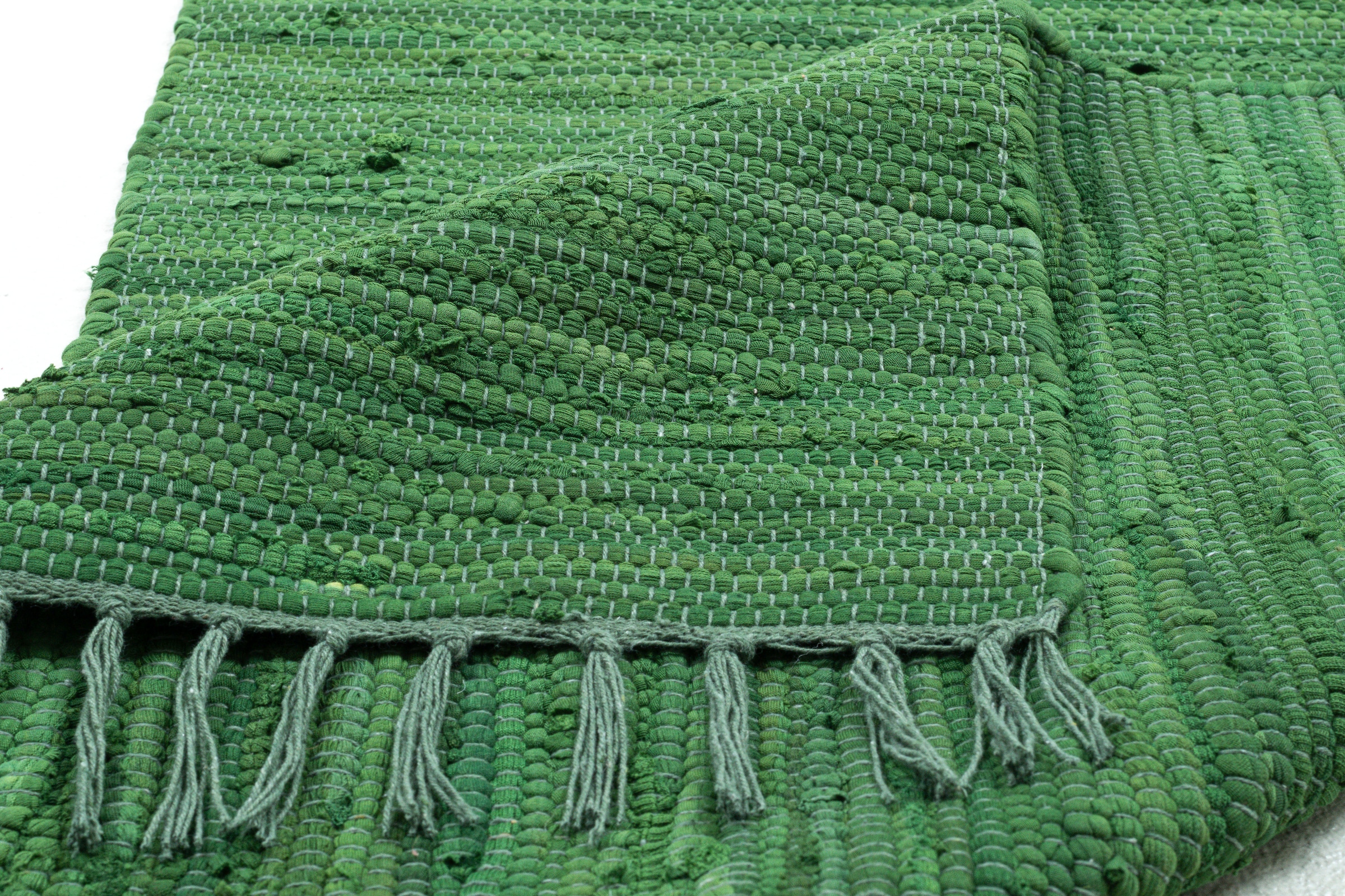 OTTO home Teppich »Cadis« rechteckig 5 mm Höhe Wendeteppich, mit Fransen, Uni Farben, handgewebt, reine Baumwolle