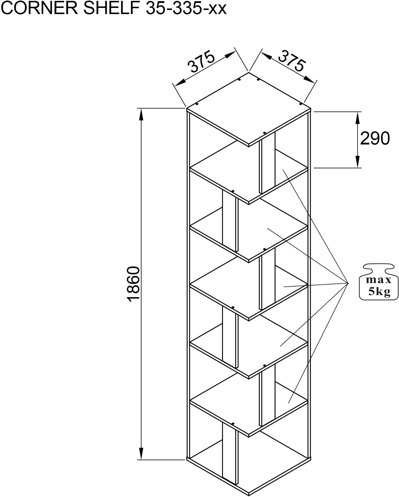 BEGA OFFICE Eckregal »Corner Shelf«, mit 6 offenen Fächer, Regal in 2 Farbausführungen