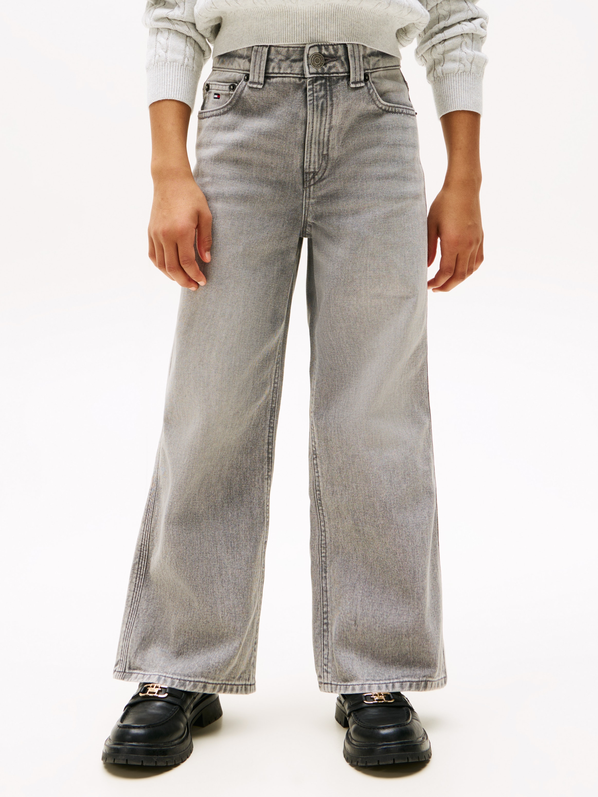 Tommy Hilfiger Mädchen Weite Jeans »MABEL« für Kinder bis 16 Jahre in grau, Größe 5 (110)