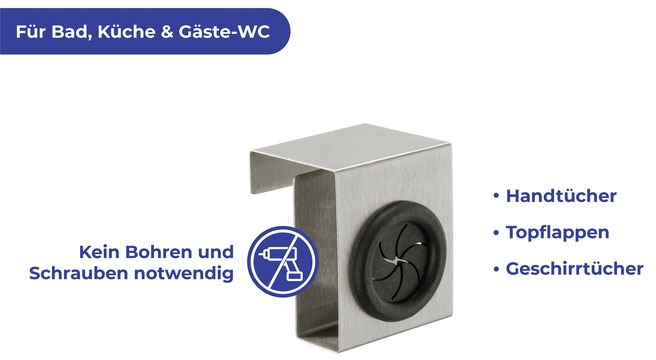 Maximex Handtuchhaken »Modell Push & Pull«, Küchenhaken für Handtücher und Geschirrtücher, ohne Bohren, Edelstahl