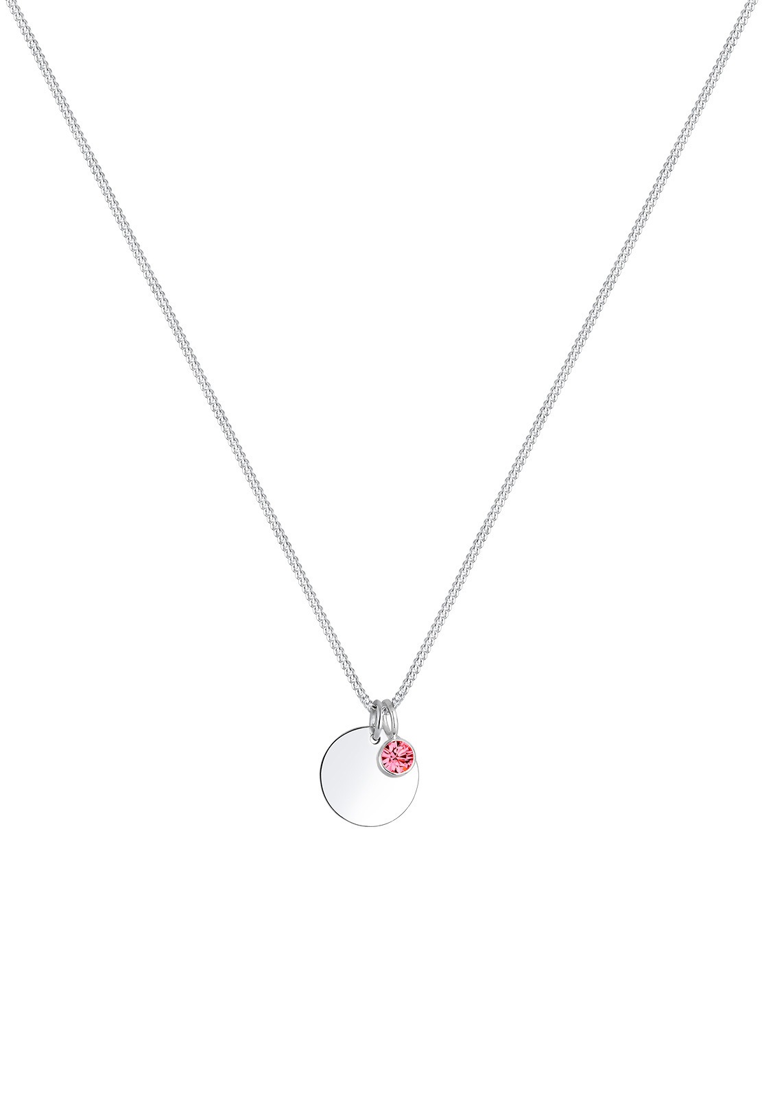 Elli Silberkette »Halskette Plättchen mit Geburtstein Kristalle 925 Sterling silber«