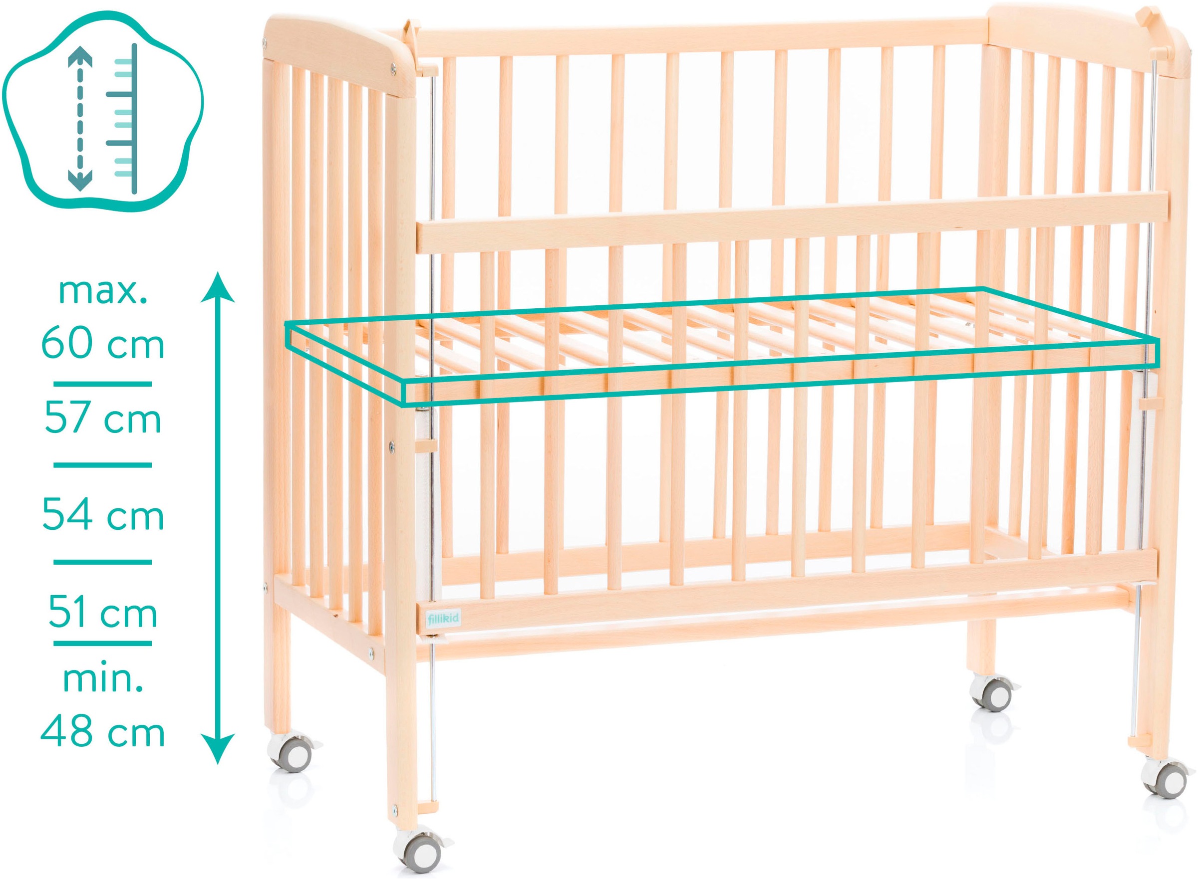 Fillikid Beistellbett »Nino«, inkl. Matratze; Made in Europe