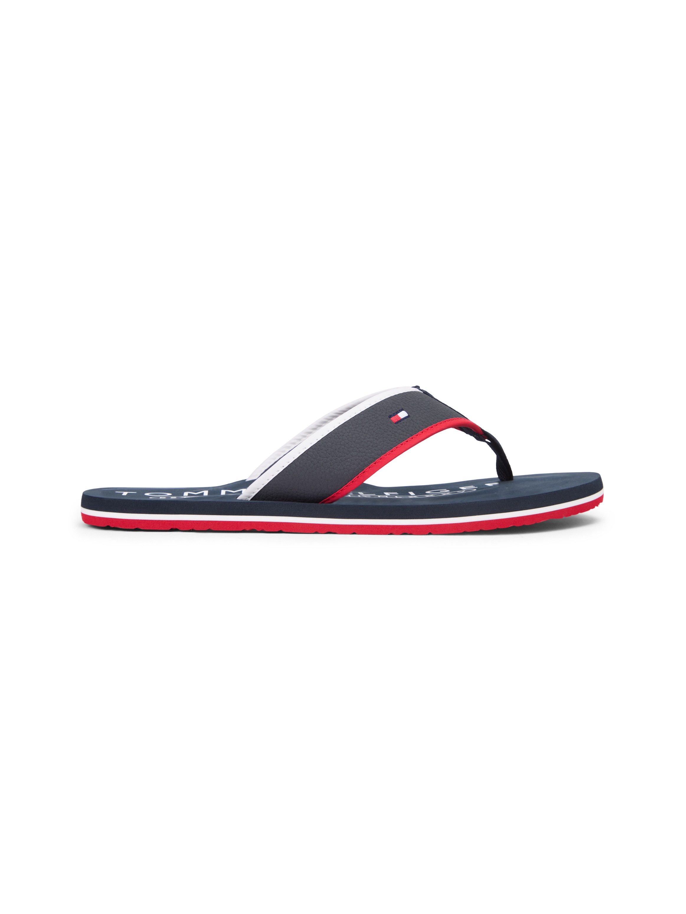 Tommy Hilfiger Zehentrenner »HILFIGER TUMBLE BEACH SANDAL«  , Sommerschuh, Badeschuh mit dreifarbiger Laufsohle