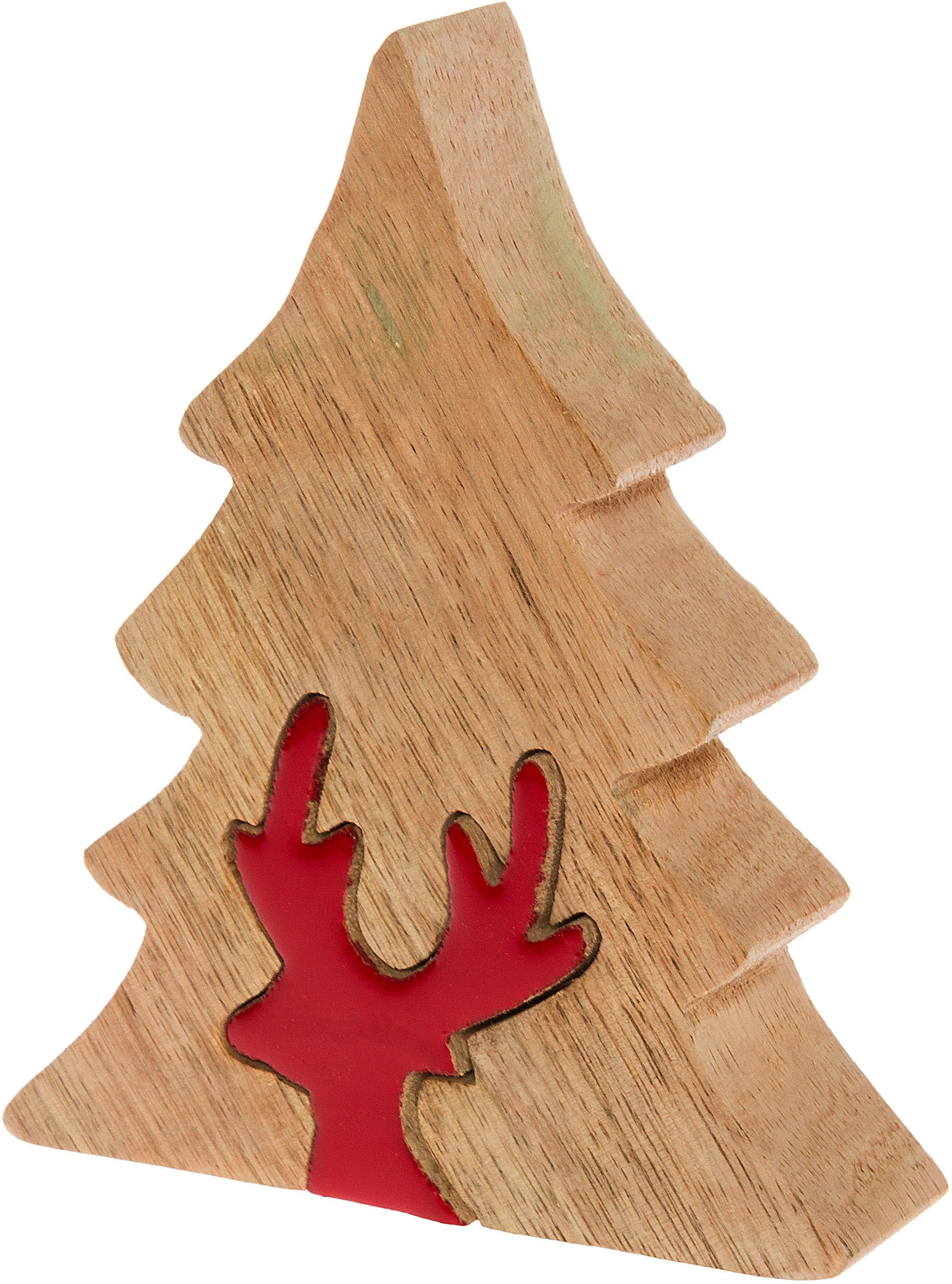 Myflair Möbel & Accessoires Dekobaum »Deko Puzzle Baum, mit Rentier«, Weihnachtsdeko aus Holz, Weihnachtsbaum, Höhe ca. 17 cm