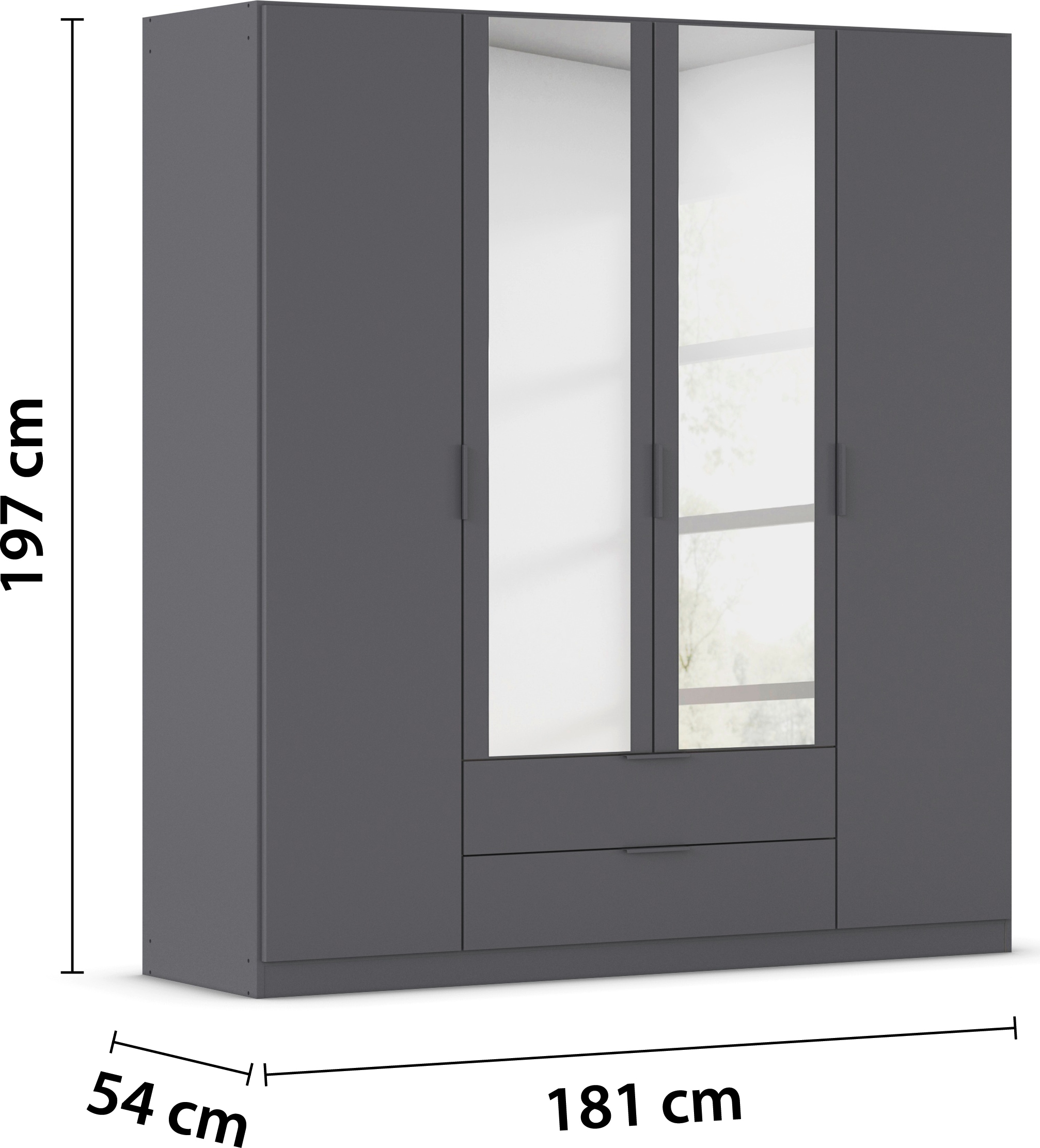 rauch Kleiderschrank »Drehtürenschrank Schrank Garderobe Ankleide Schlafzimmer LAGOA« 3 verschiedene Ausstattungen BASIC/CLASSIC/PREMIUM (inkl. SOFT-CLOSE),  geräumige Schubladen, 3 Breiten, optional mit Aufsatz MADE IN GERMANY