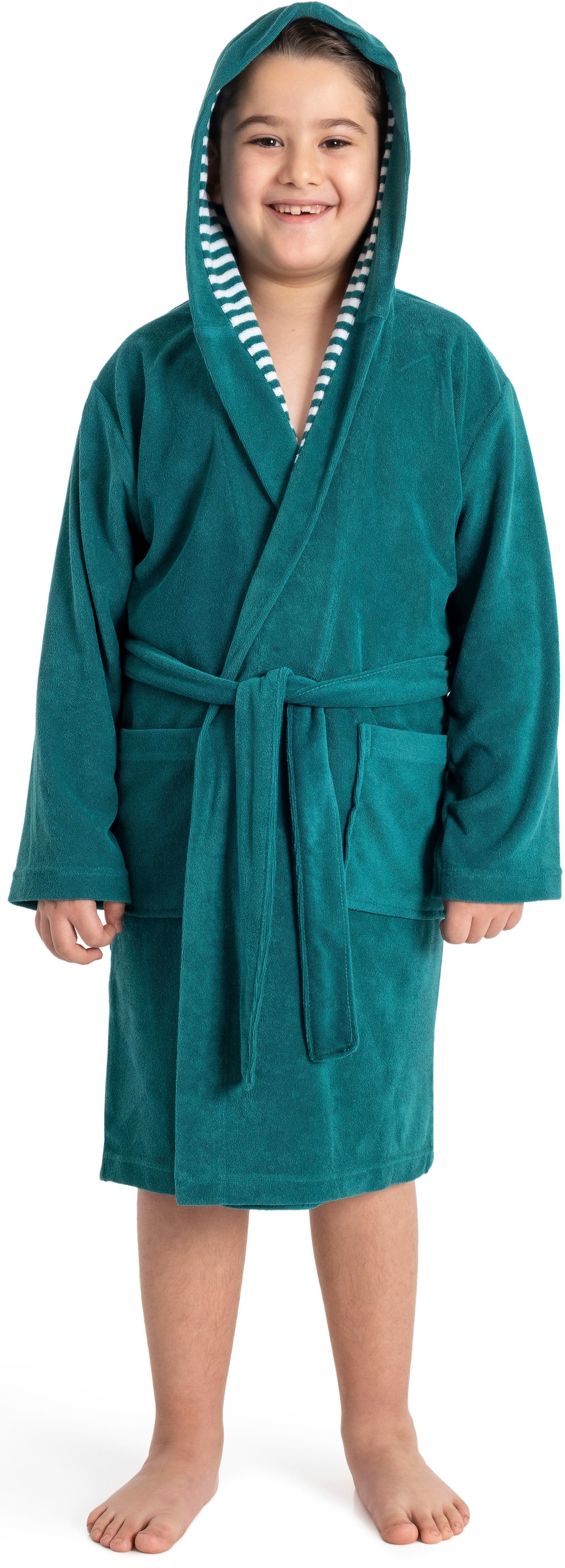 KangaROOS Kinderbademantel »Dalia, Ideal für Zuhause, Schwimmbad oder im Urlaub« 1 Stk. Uni-Farben mit Streifen