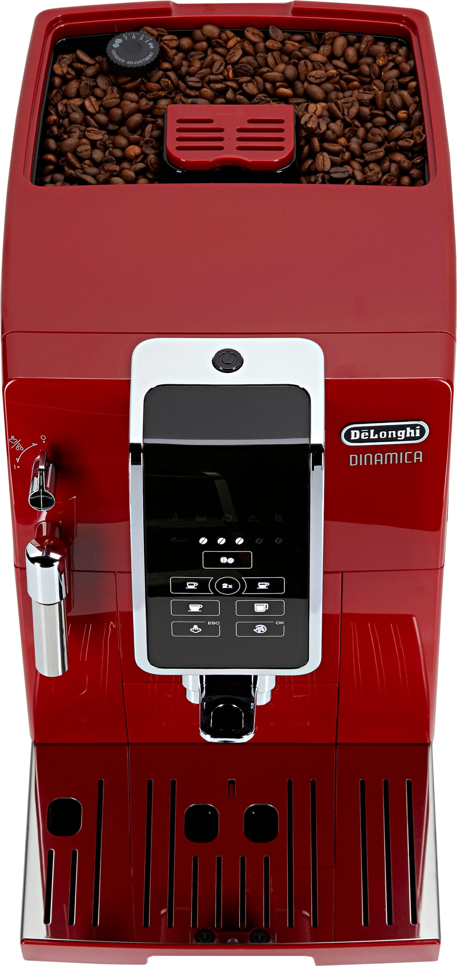 De'Longhi Kaffeevollautomat »Dinamica ECAM 358.15.R, Sensor-Bedienfeld«, Direktwahltasten für Espresso, Kaffee, Long Coffee und Lungo