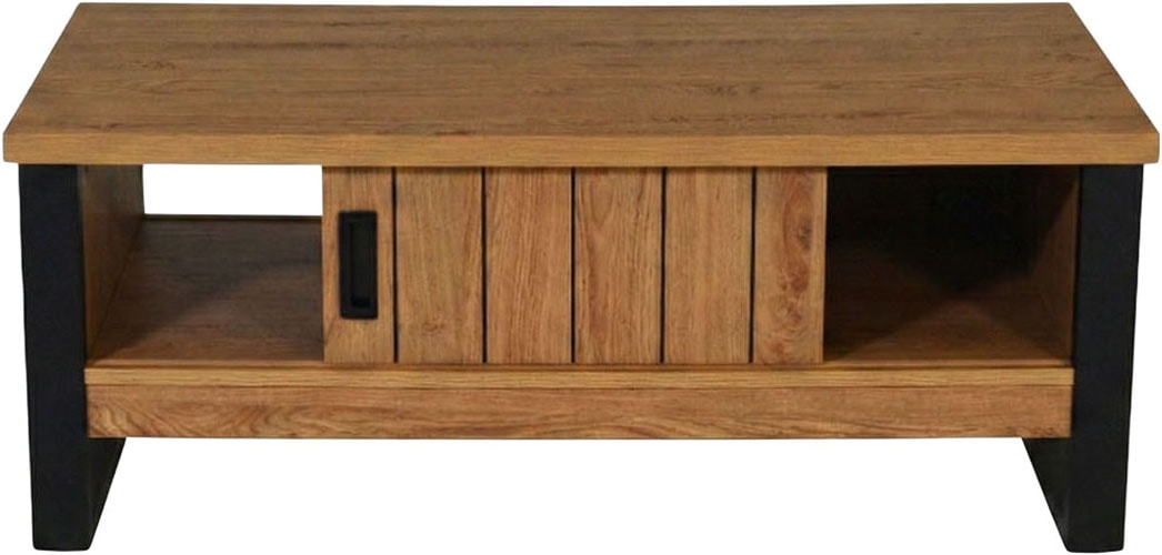 Jahnke Couchtisch »RIVA COFFEE« Couchtisch mit Stauraum & Schiebetüren, Eiche-Optik, Breite: 108,5 cm