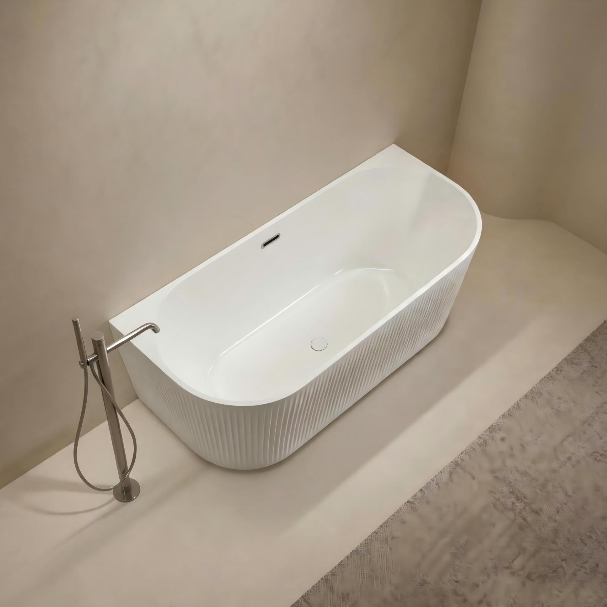 OTTO home Badewanne »Sines« Höhe 59 cm mit Ablaufstöpsel | verstellbare Füße | Überlauf wandanliegend, aus hochwertigem Sanitäracryl, mit Pop Up Ventil
