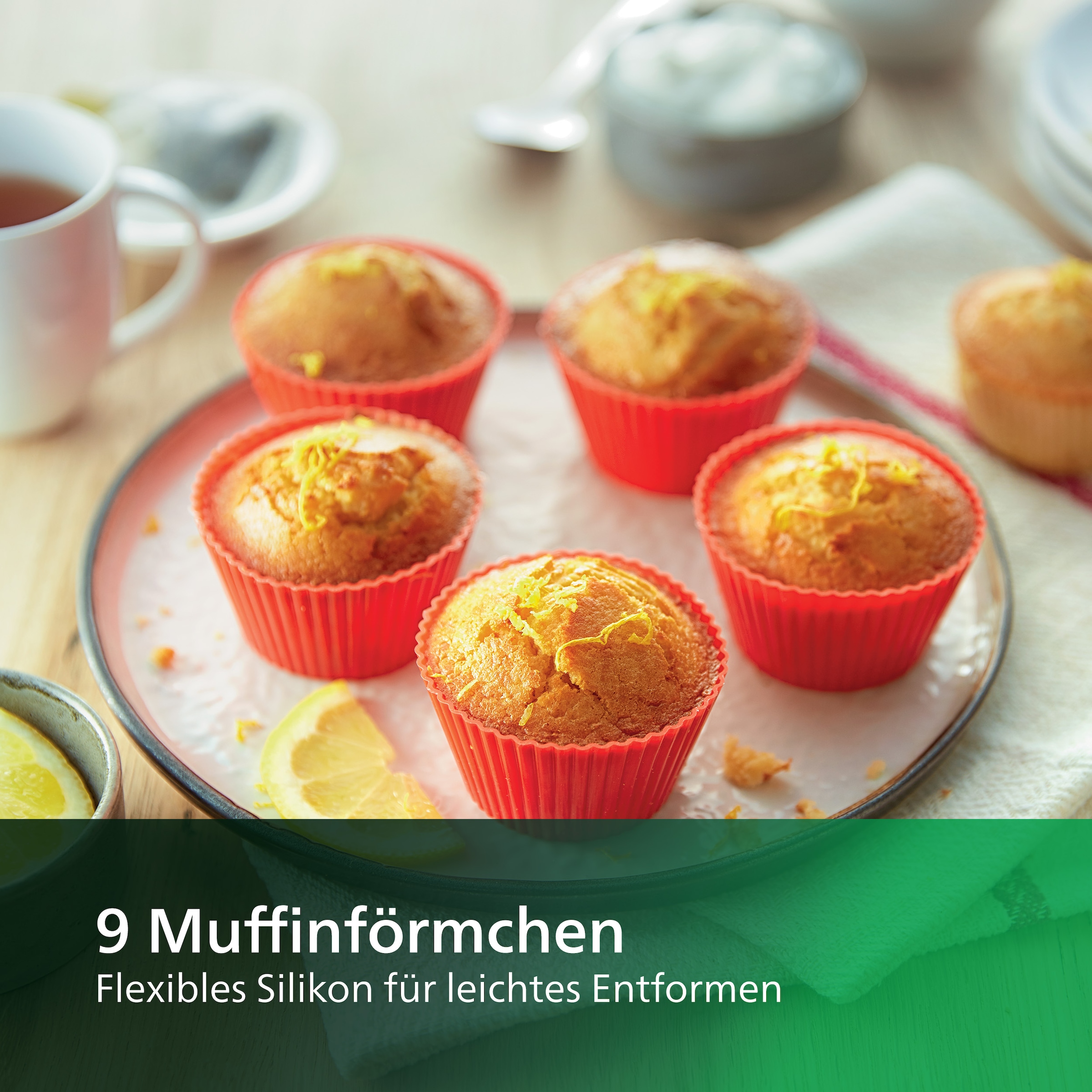 Philips Backblech »HD9957/00 für Airfryer XXL 5000er Serie«, inkl. 9 Silikon-Muffinförmchen, spülmaschinenfest