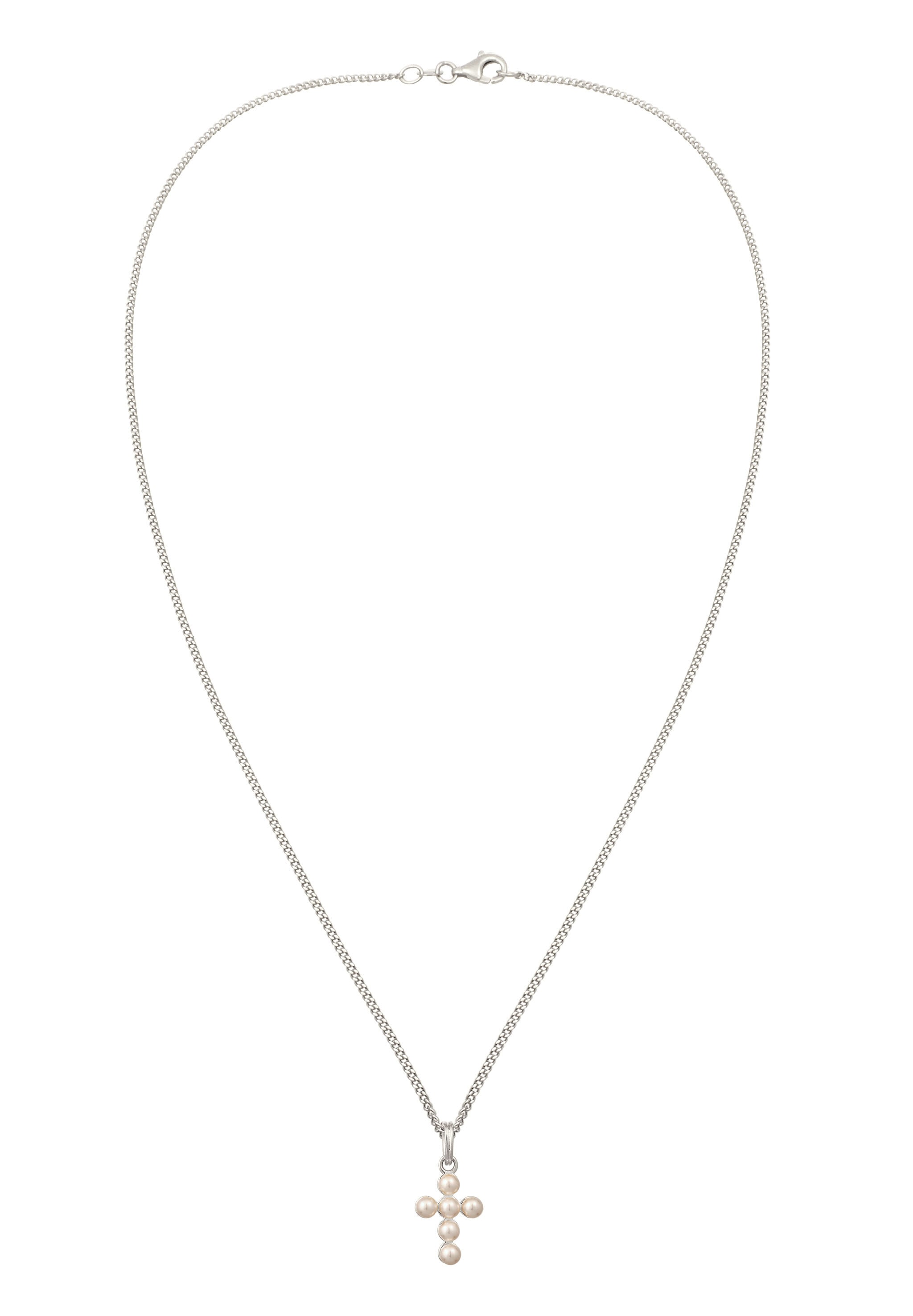 Elli Kette mit Anhänger »Halskette Kreuz mit Perlen von Swarovski® 925 Sterling Silber«