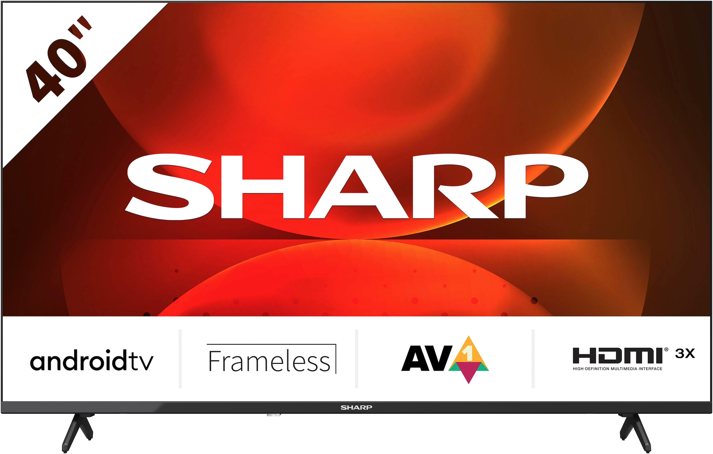 Sharp LED-Fernseher »SHARP 40FH2EA Full HD Frameless Android TV 101cm (40 Zoll), 3X HDMI«, 101 cm/40 Zoll, Full HD, Android TV-Smart-TV, Frameless, 3X HDMI, 2X USB, Dolby Digital, Active Motion 400