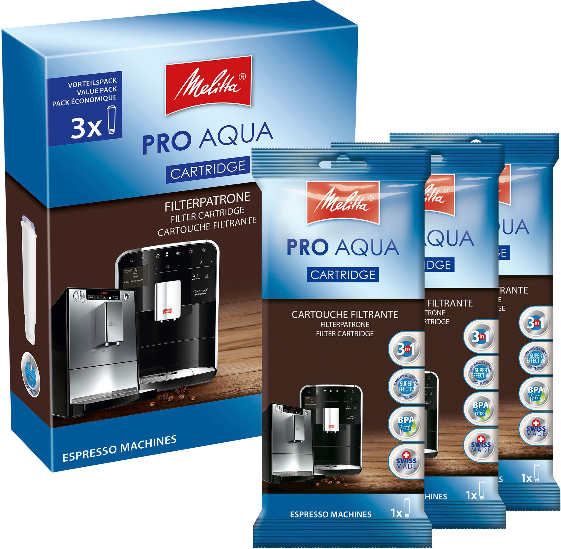 Wasserfilter »3-er Pro Aqua«, (Packung, 3 tlg., 3 Wasserfilter)
